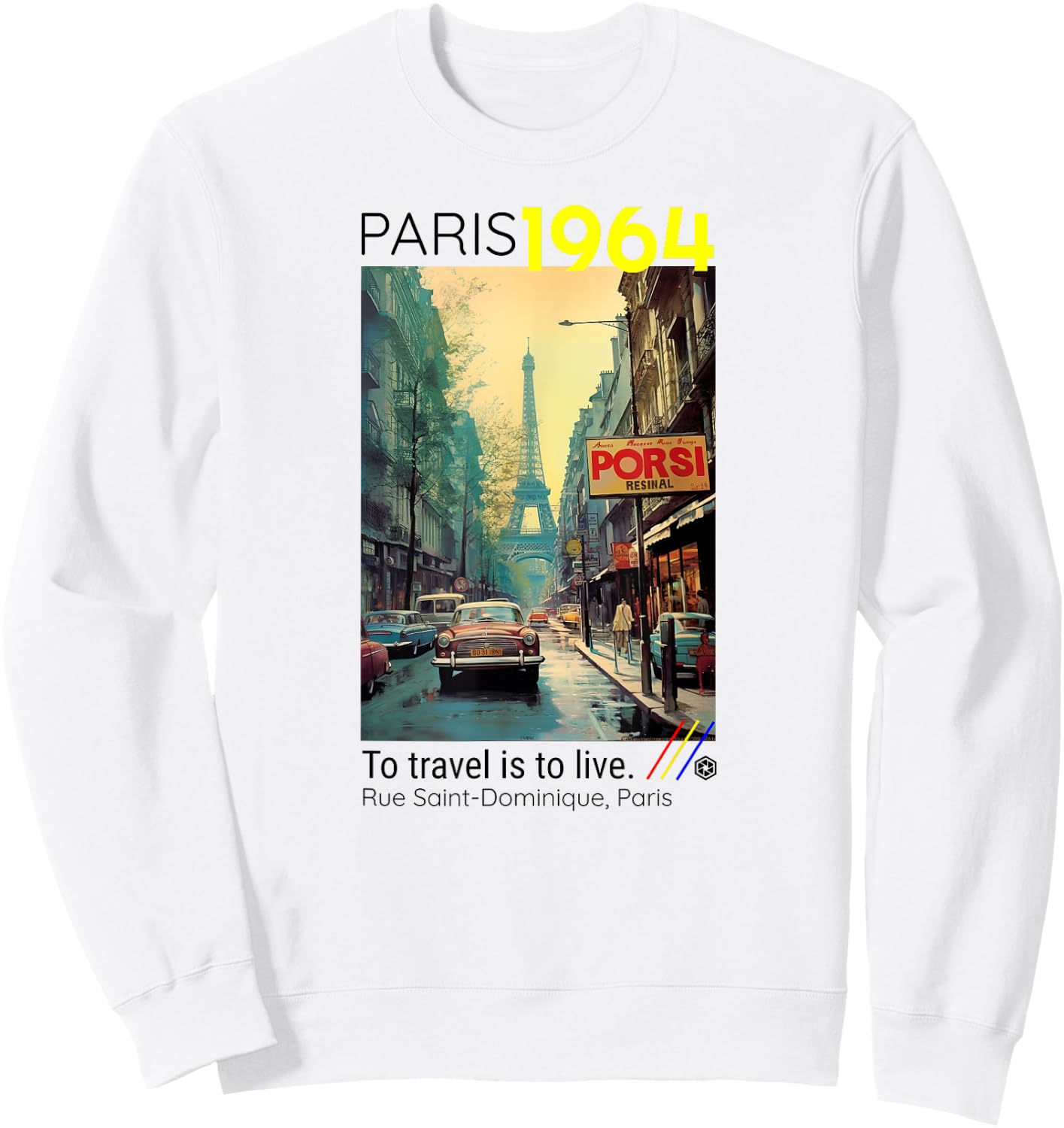 Classic Paris France Travel Lover Poster Style Eiffel Tower Sweatshirt - Sweatshirt | White