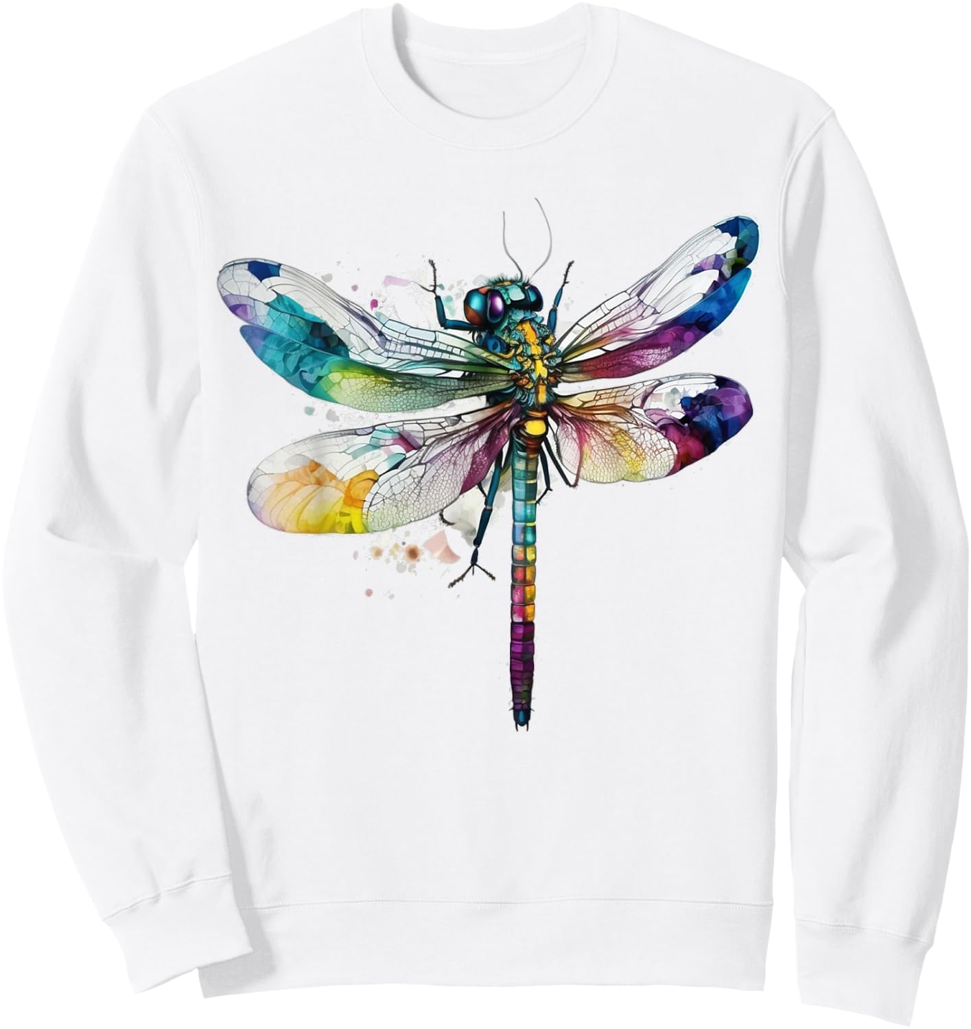Dragonfly Animal Art Colourful Abstract Dragonfly Sweatshirt - Sweatshirt | White