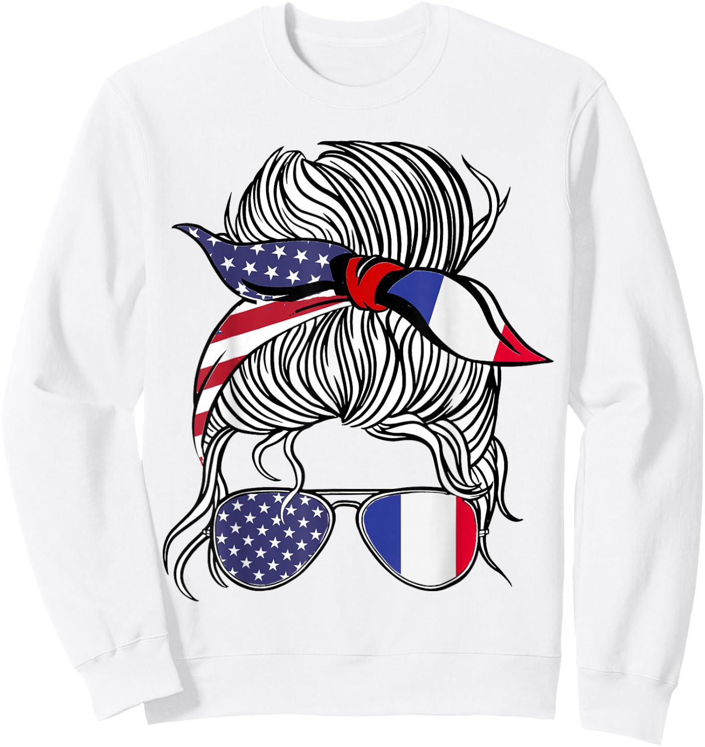 American French Patriot Flag Women Girl France Grown Sweatshirt - Sweatshirt | White