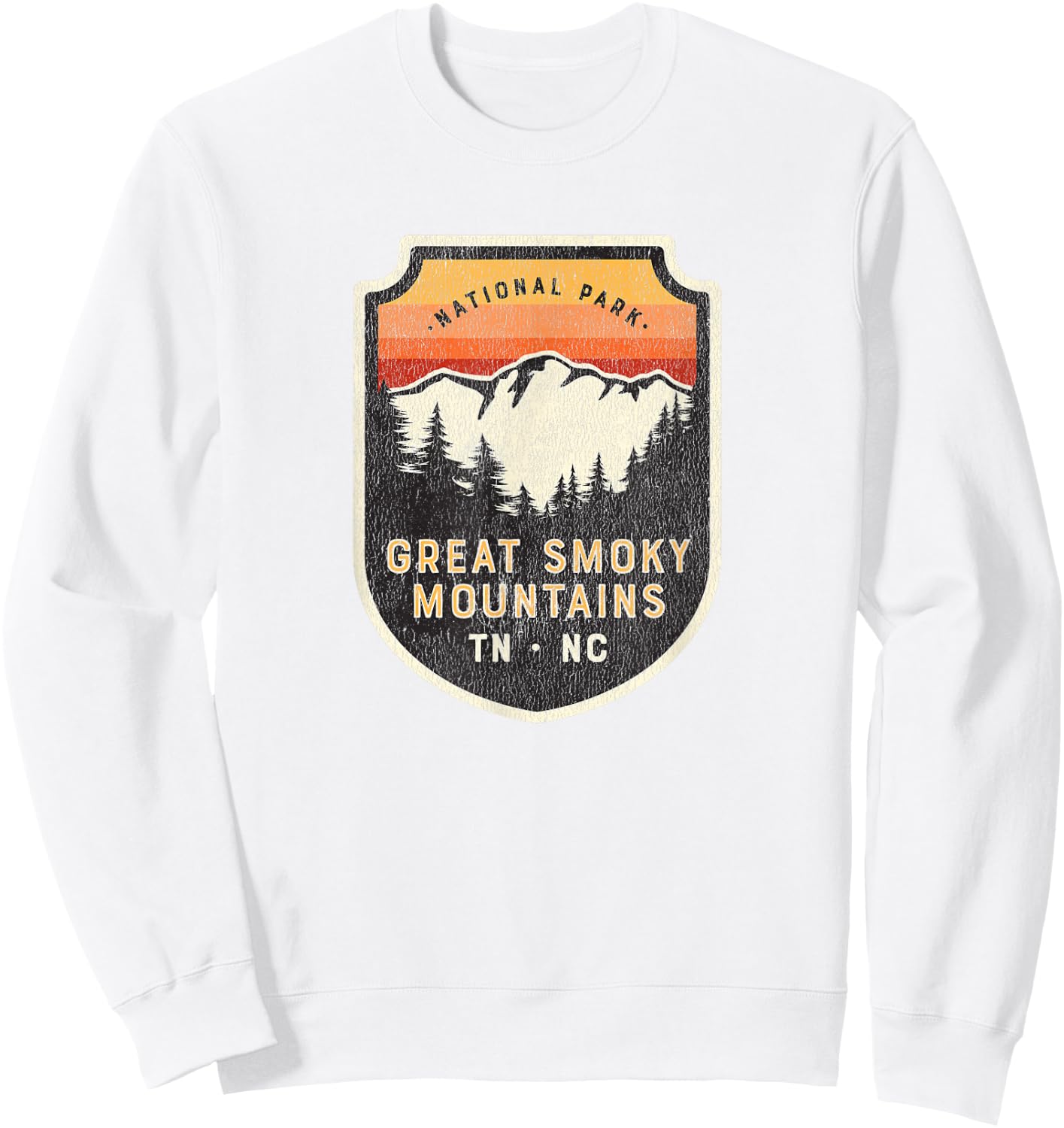 Great Smoky Mountains National Park Vintage Crest Sweatshirt - Sweatshirt | White