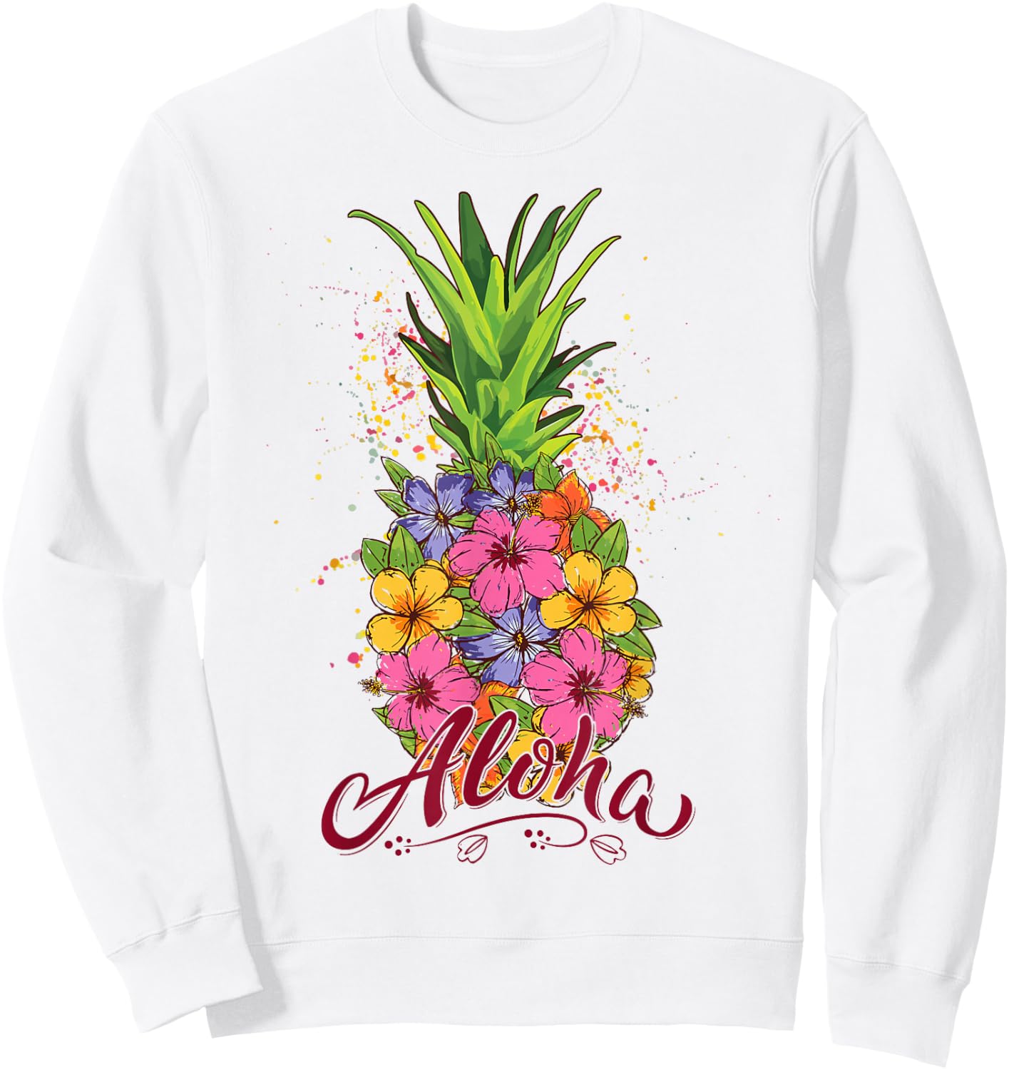 Aloha Hawaiian Teen Girl Toddler Pineapple Hibiscus Sweatshirt - Sweatshirt | White