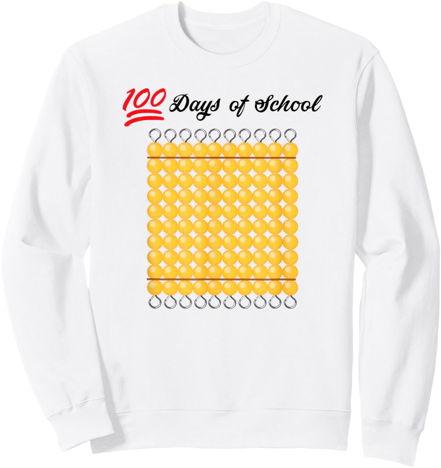 100 Days of School - Montessori Hundred Bead Sweatshirt - Sweatshirt | White