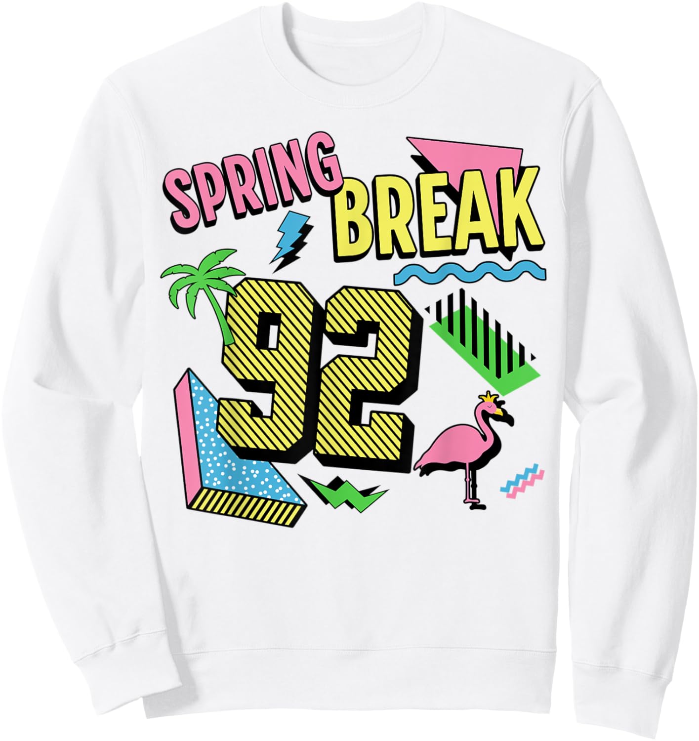 Spring Break Logo Retro Shape Graphic 1992 Throwback Design Sweatshirt - Sweatshirt | White