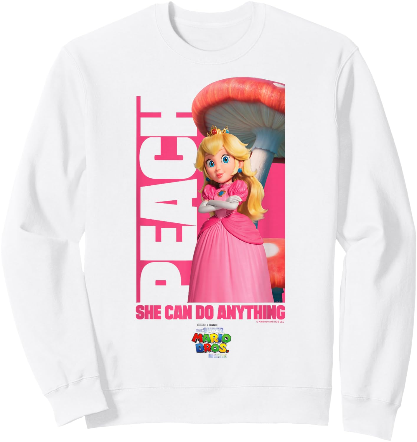 The Super Mario Bros. Movie She Can Do Anything Peach Poster Sweatshirt - Sweatshirt | White