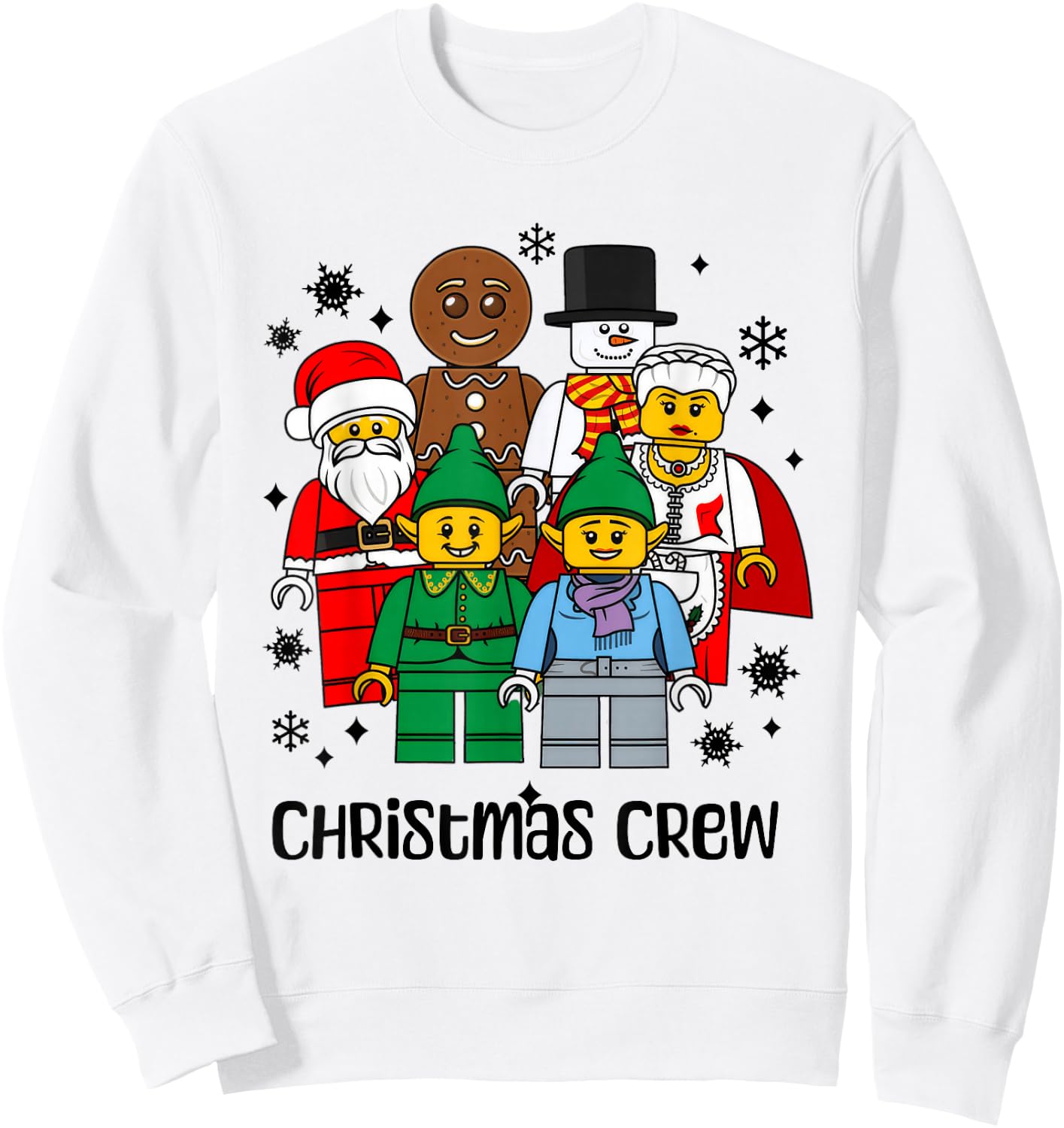 Christmas Building Bricks Santa Snowman Gingerbread Matching Sweatshirt - Sweatshirt | White