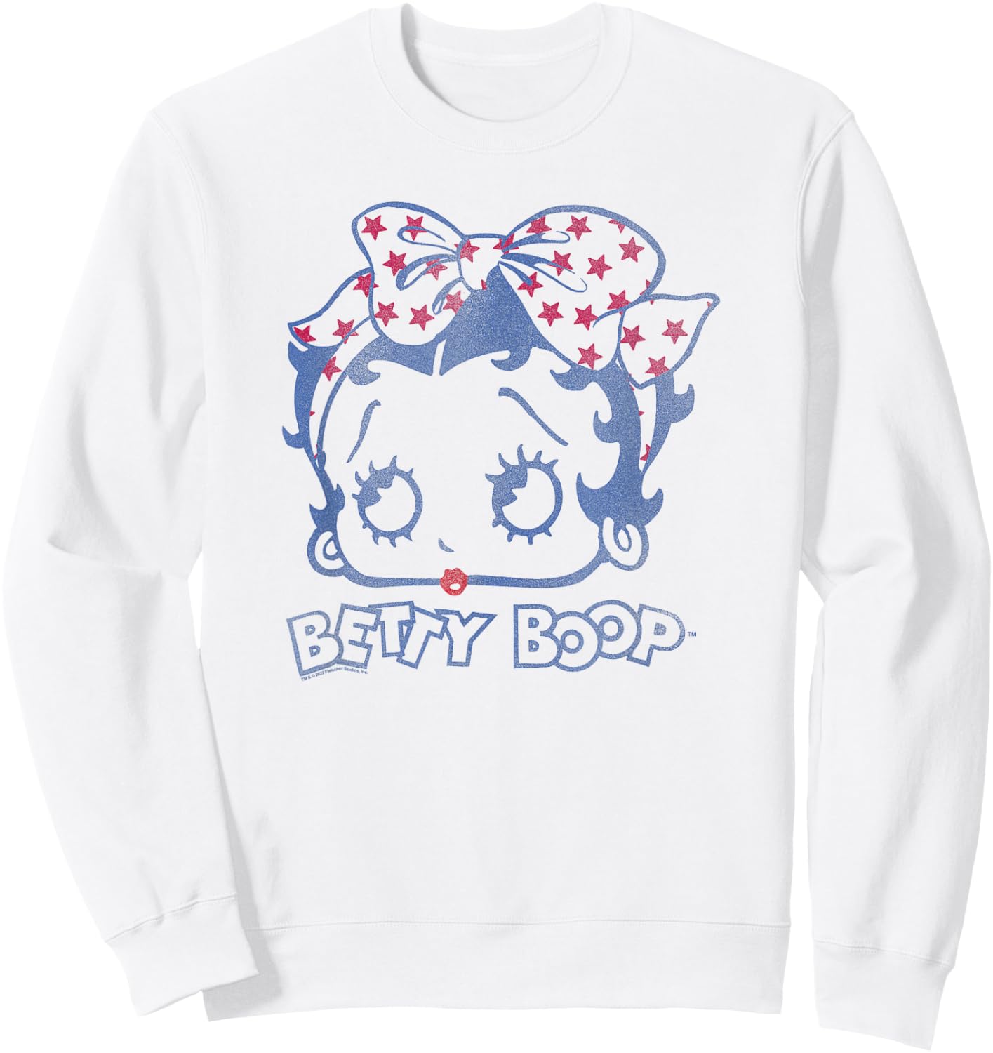 Betty Boop Vintage Star Bandana Fill Big Head Sweatshirt - Sweatshirt | White