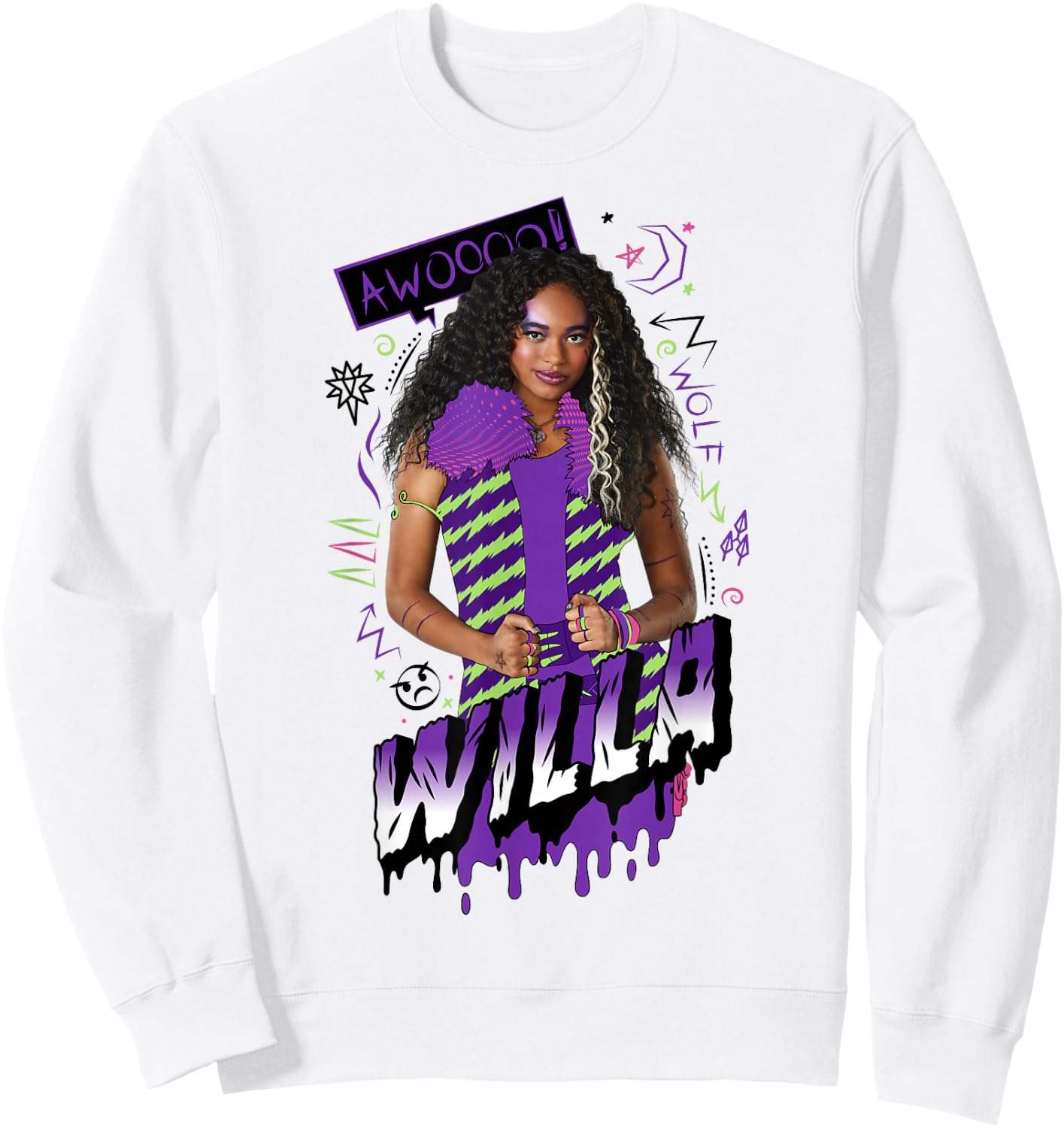 Disney Zombies Willa Wolf Retro Paint Drip Poster Sweatshirt - Sweatshirt | White