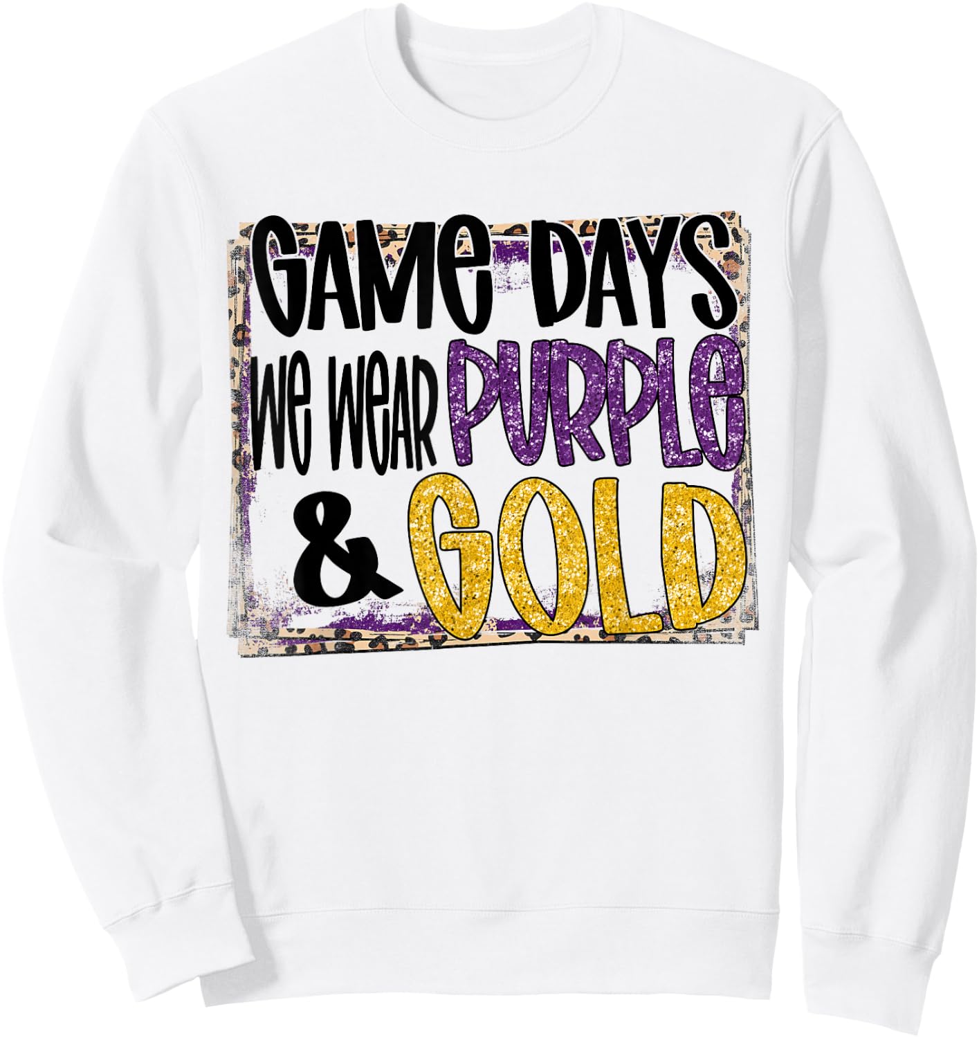 On Gameday Football We Wear Purple and Gold School Spirit Sweatshirt - Sweatshirt | White