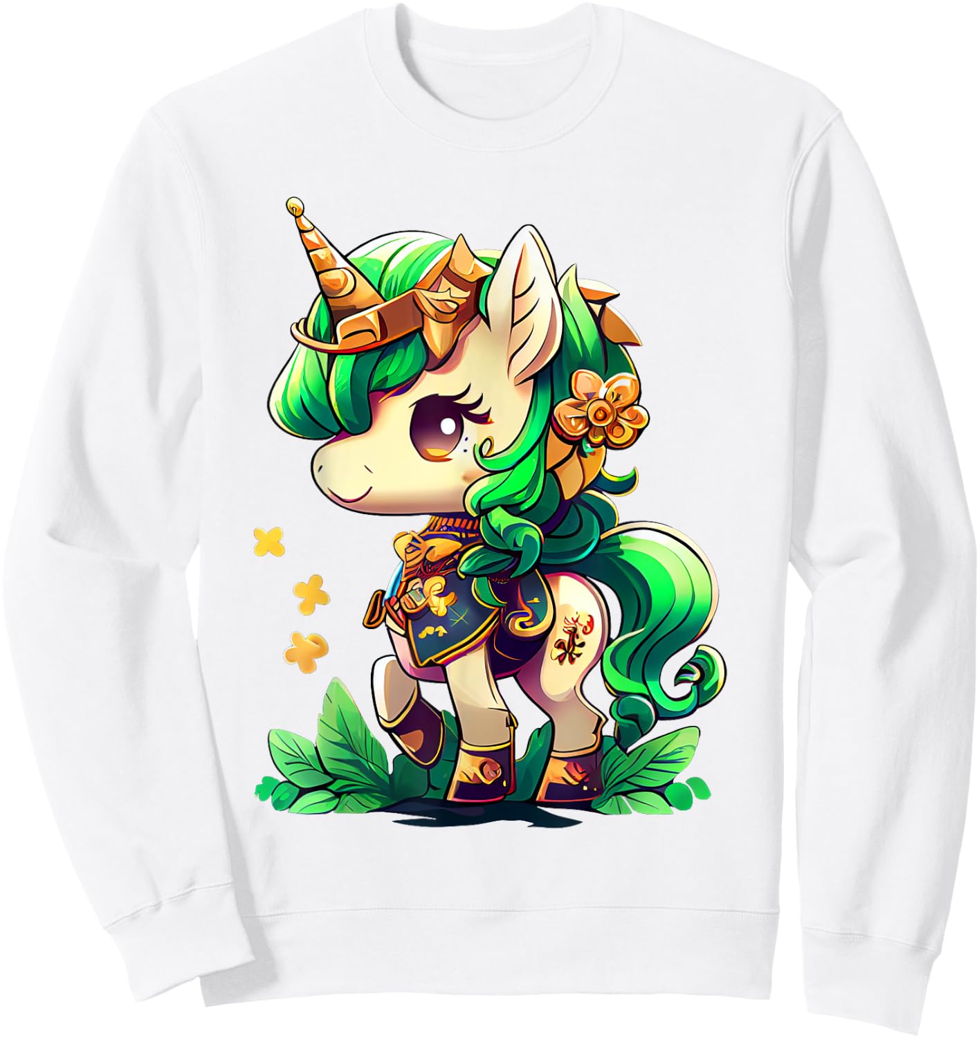 Cute Unicorn Leprecorn St Patrick Day Lucky Irish Girls Kids Sweatshirt - Sweatshirt | White