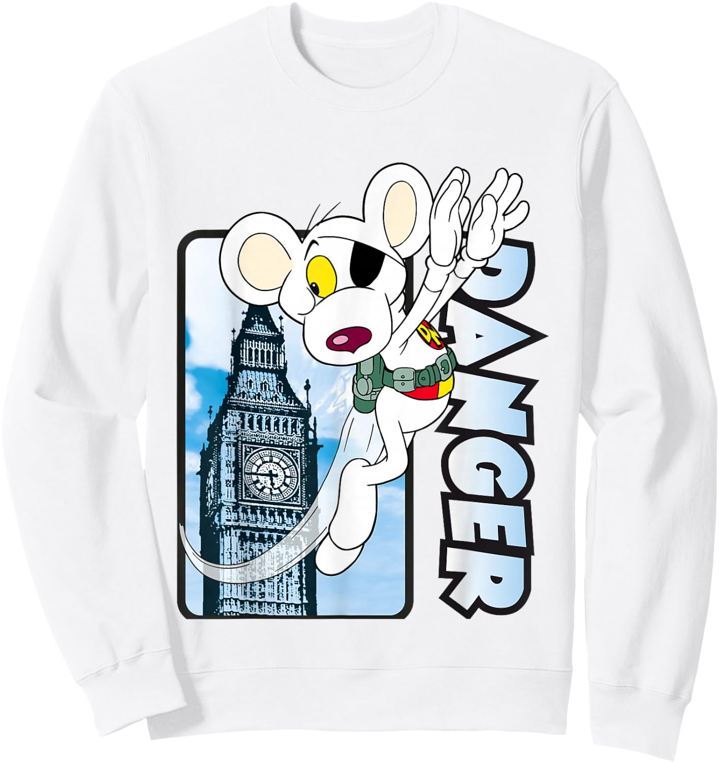 Danger Mouse Flying Past Big Ben Sweatshirt - Sweatshirt | White