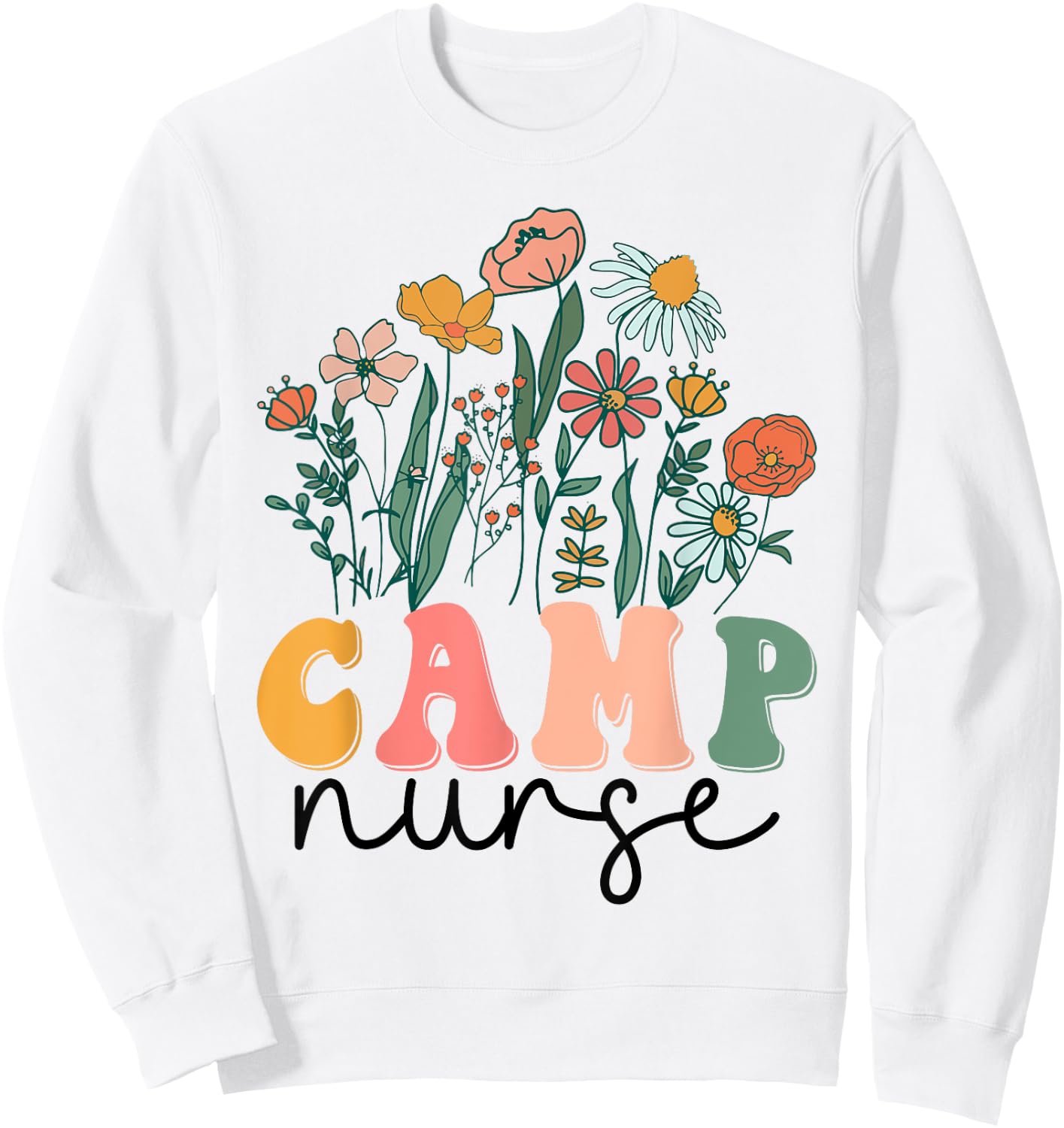 Groovy Wildflower Camp Nurse Sweatshirt - Sweatshirt | White