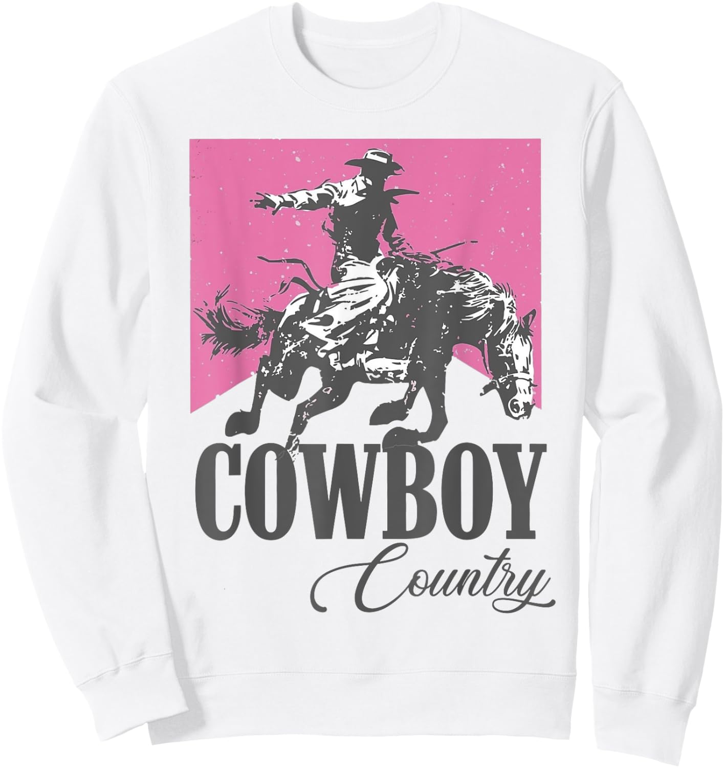 Funny Cowboys Riding Horses Retro Pink Style Western Country Sweatshirt - Sweatshirt | White