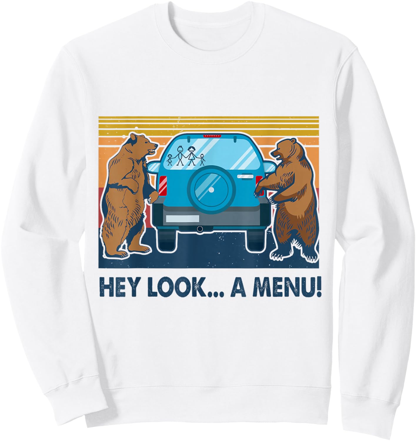 Hey Look A Menu Vintage Camping Camper Hiking Bear Outdoor Sweatshirt - Sweatshirt | White
