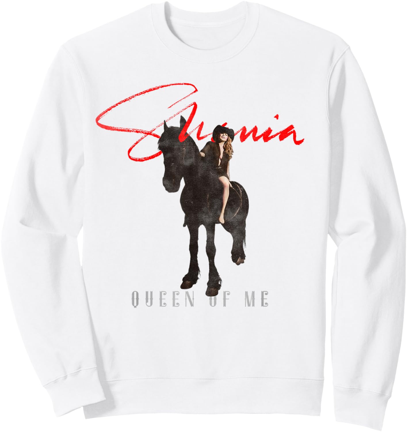 Official Shania Twain Queen of Me Horseback White Sweatshirt - Sweatshirt | White