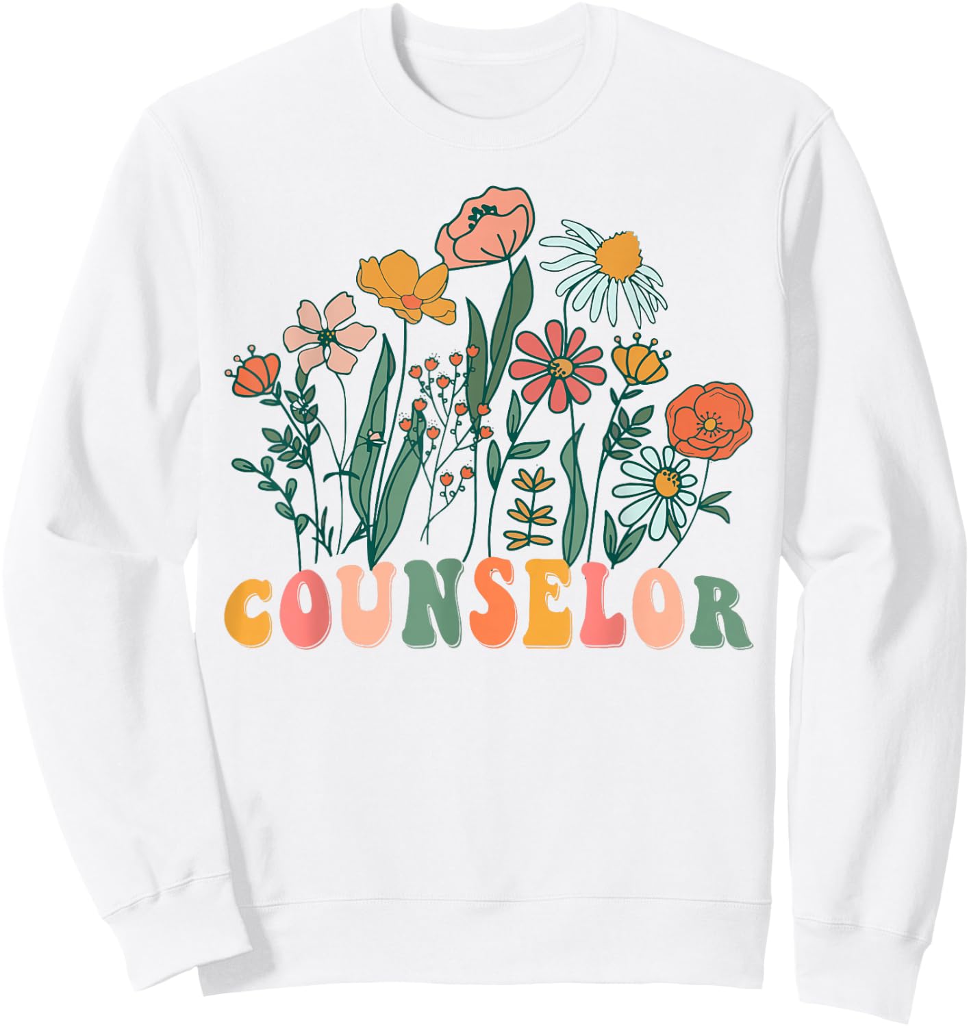 Groovy Wildflower Counselor Sweatshirt - Sweatshirt | White