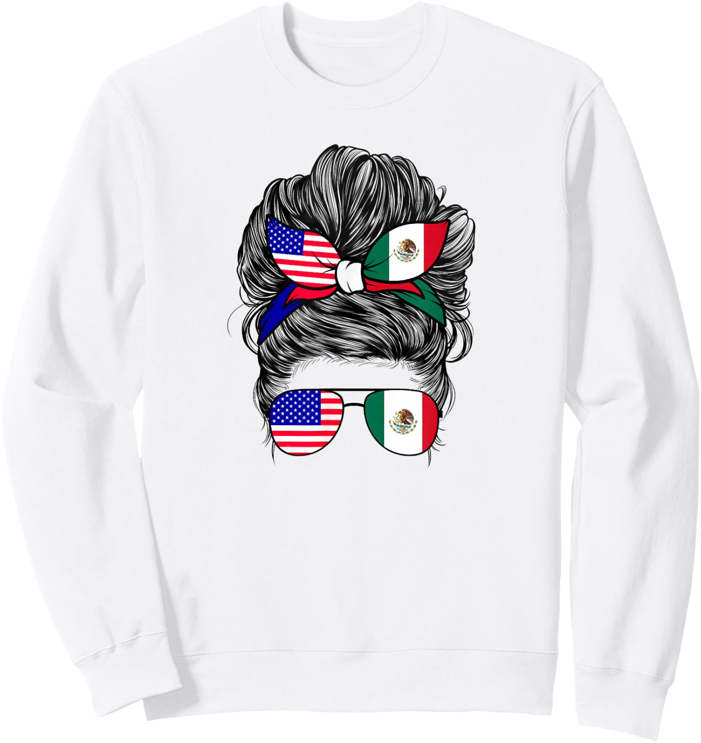 Half American And Mexican Mexico America Flag Girl Sweatshirt - Sweatshirt | White