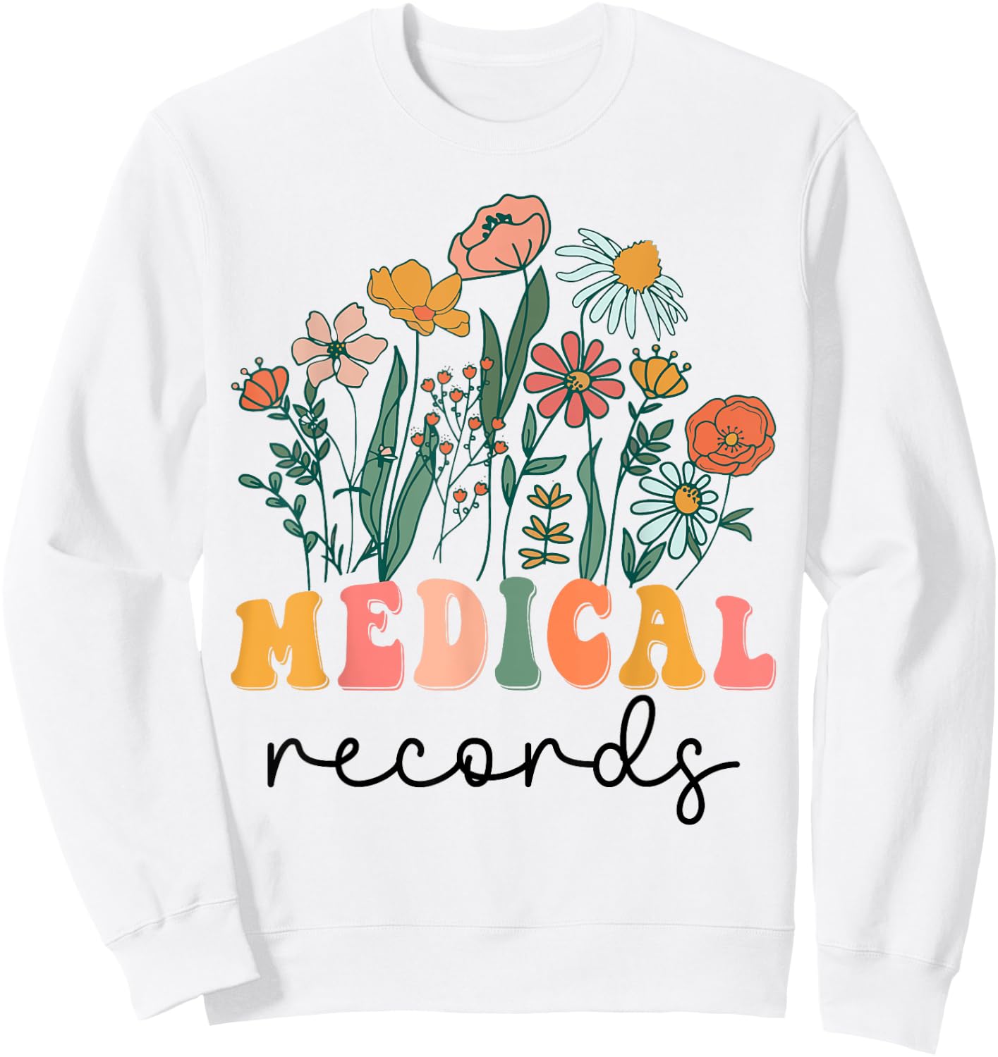 Groovy Wildflower Medical Records Sweatshirt - Sweatshirt | White