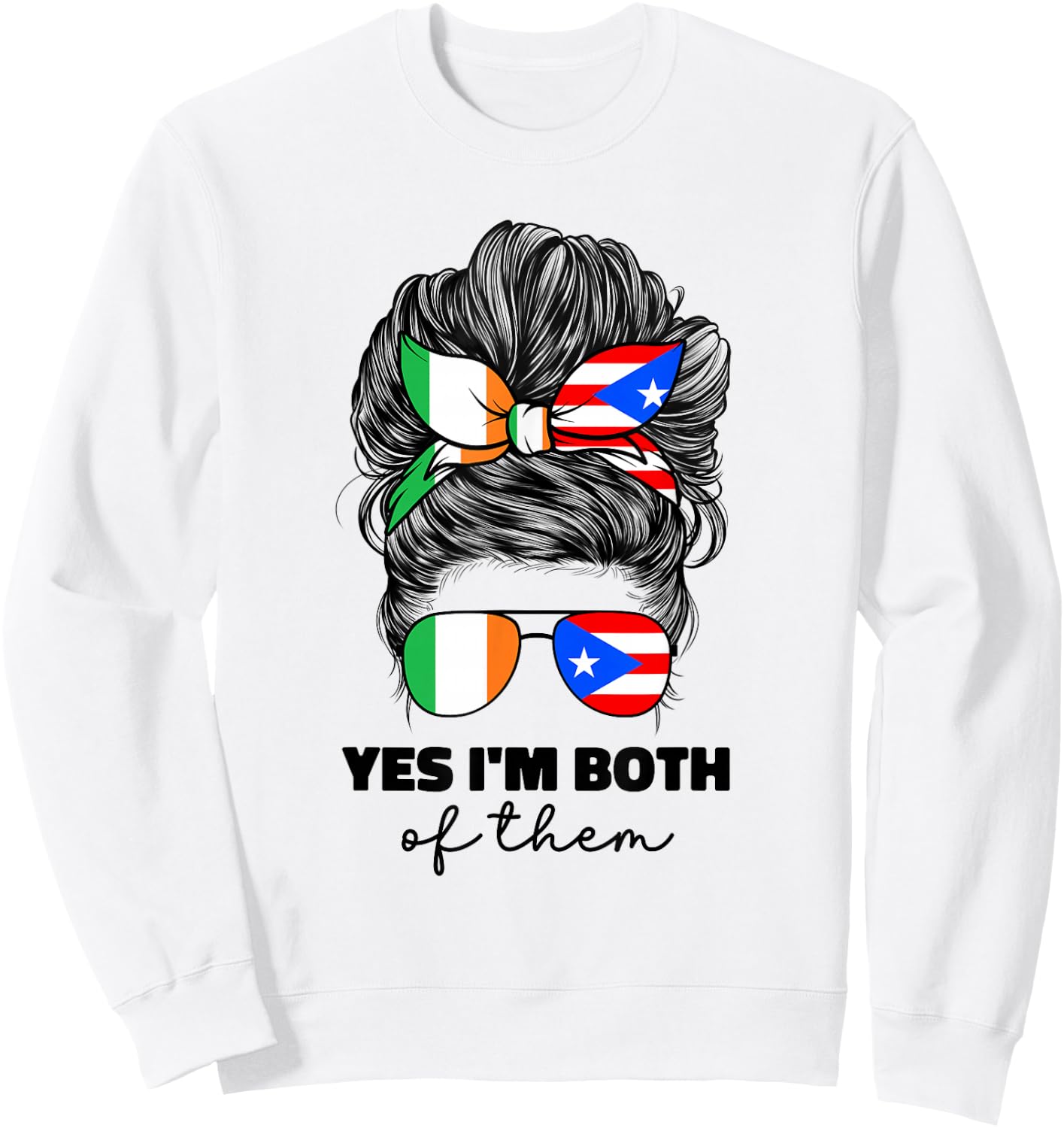 Half Irish And Puerto Rican Rico Ireland Flag Girl Sweatshirt - Sweatshirt | White