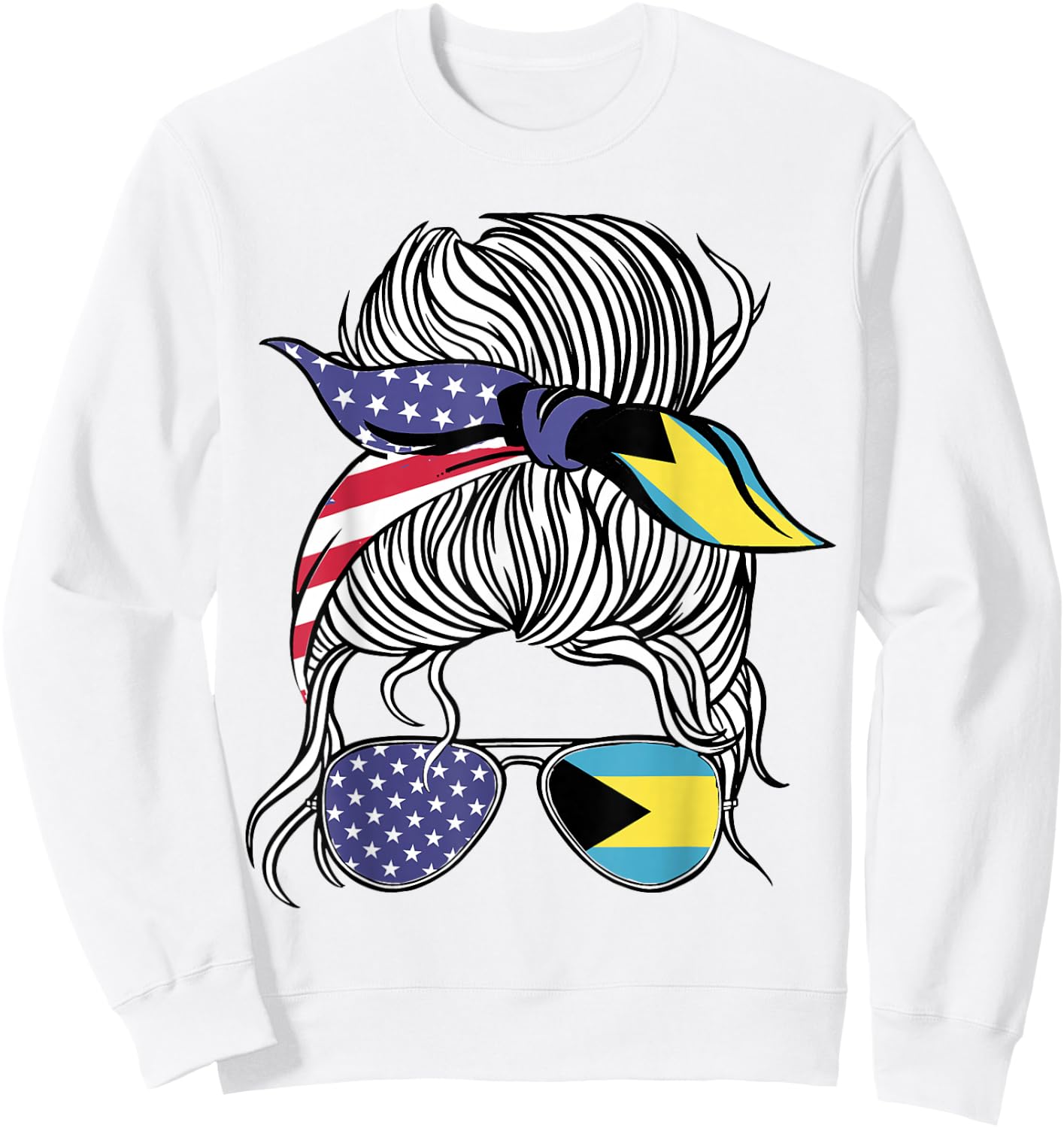 Bahamian American Patriot Grown Proud Women Girl Flag Sweatshirt - Sweatshirt | White