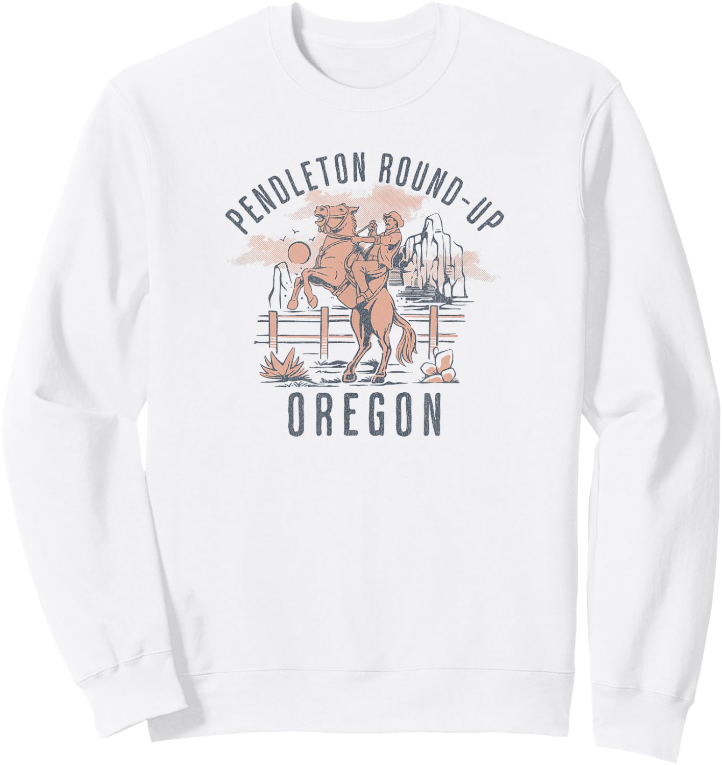 Pendleton Round-Up Oregon Rodeo Cowboy and Horse Sweatshirt - Sweatshirt | White