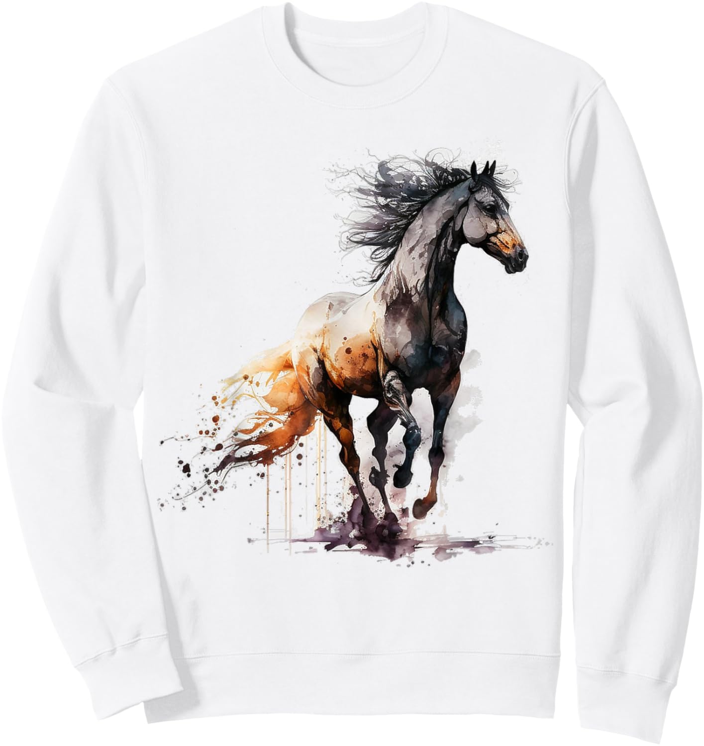 Horse art animal print horse motif horse Sweatshirt - Sweatshirt | White