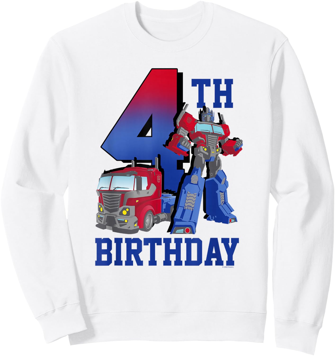 Transformers Optimus Prime 4th Birthday Gradient Fill Poster Sweatshirt - Sweatshirt | White