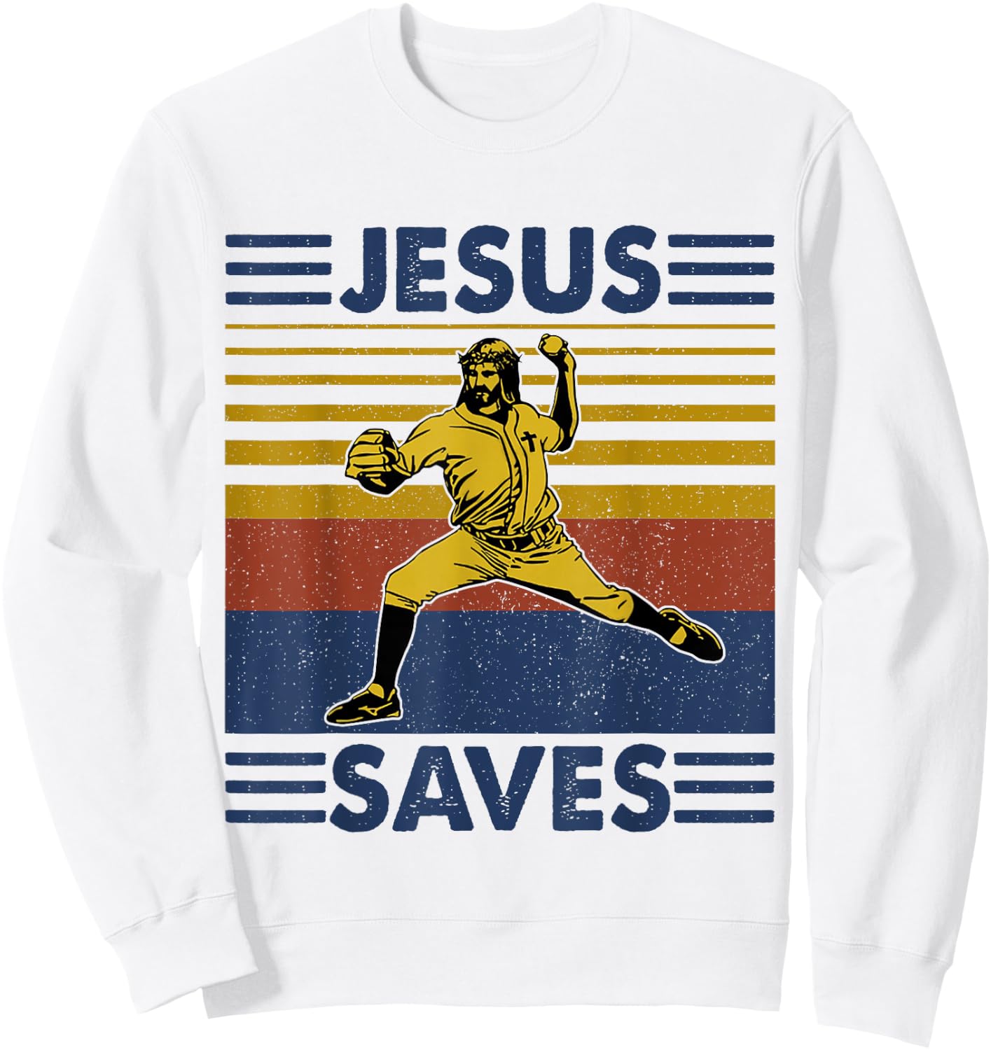 Jesus Save Funny Jesus Playing Baseball Sweatshirt - Sweatshirt | White
