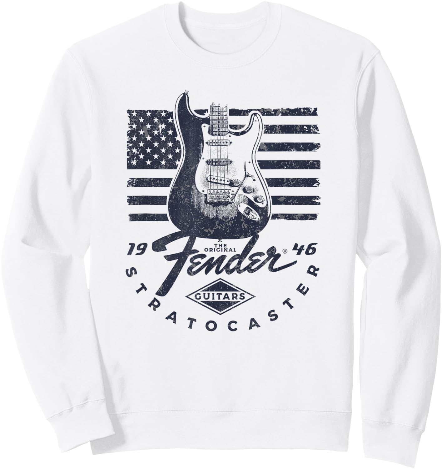 Fender 1946 Stratocaster American Flag Backdrop Sweatshirt - Sweatshirt | White