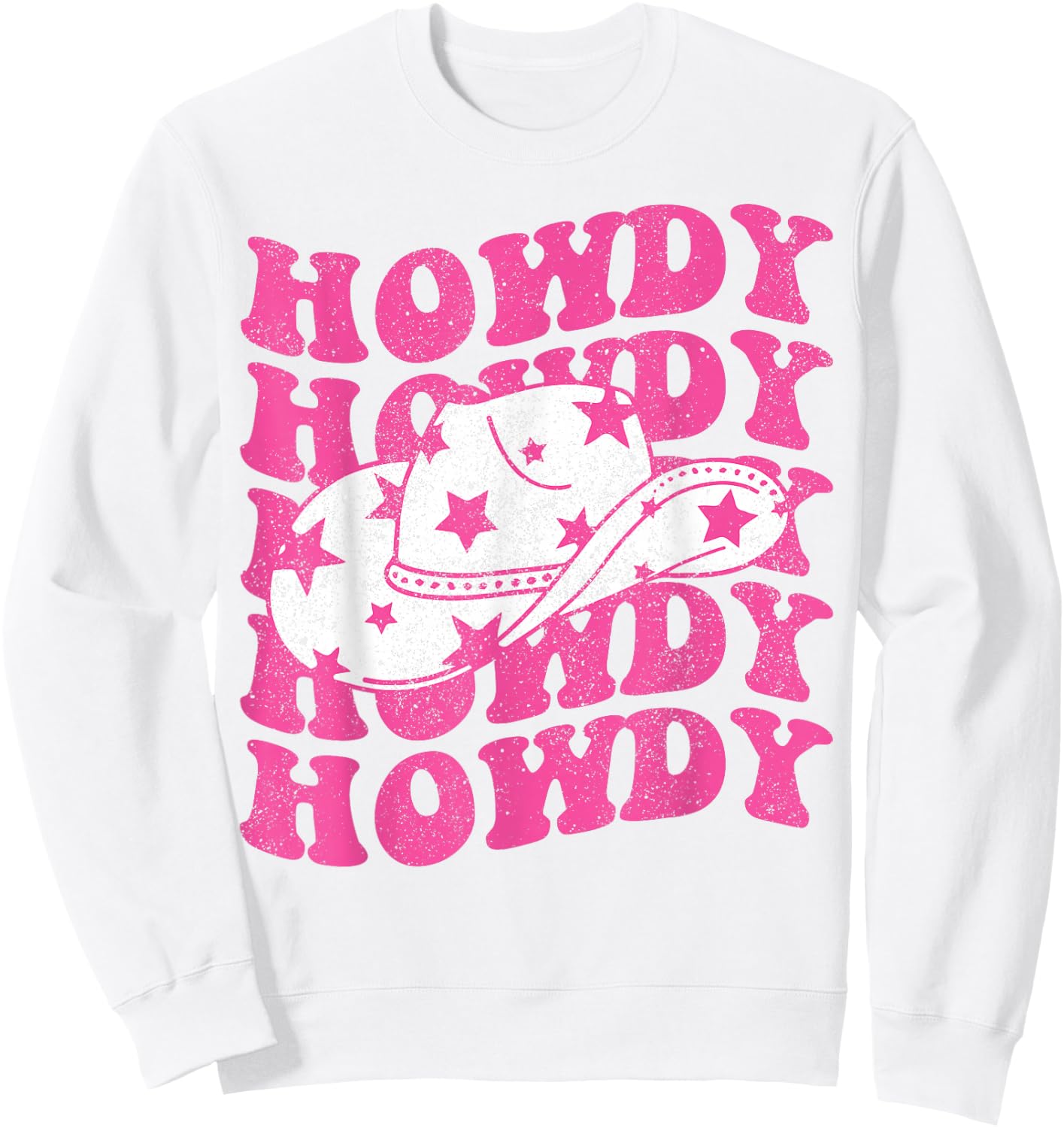 Howdy Southern Western Girl Country Rodeo Pink Cowgirl Retro Sweatshirt - Sweatshirt | White