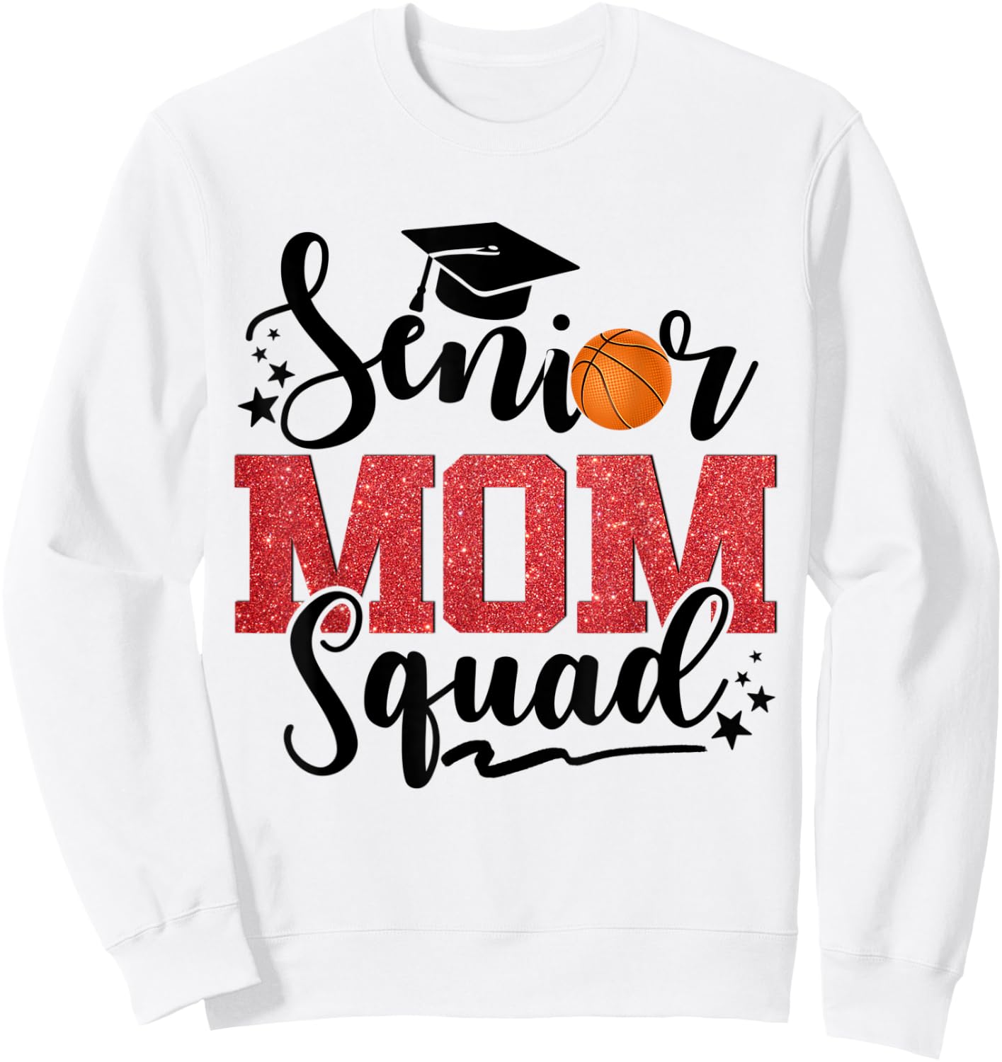 Senior Mom Squad Basketball Sweatshirt - Sweatshirt | White