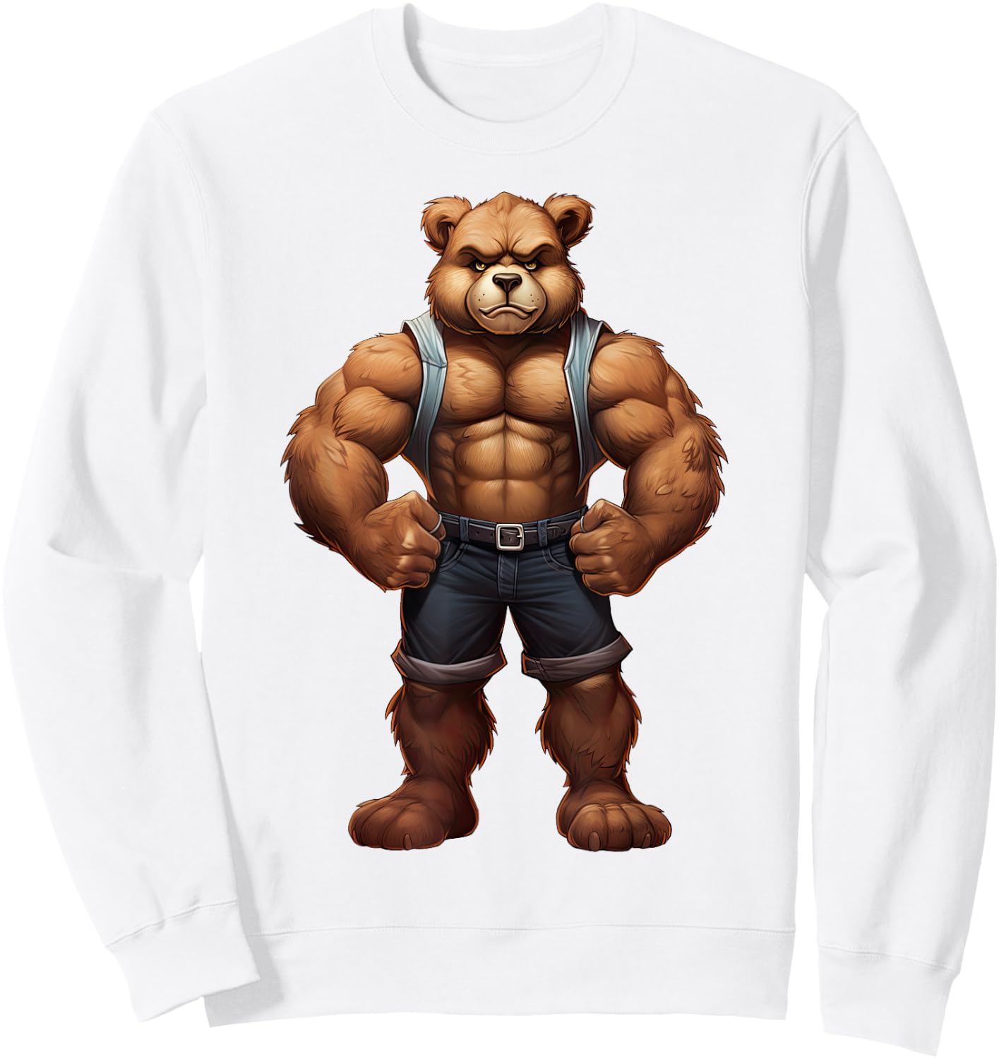 Teddy Bear Bodybuilder Muscular Body Gym Fitness Sweatshirt - Sweatshirt | White