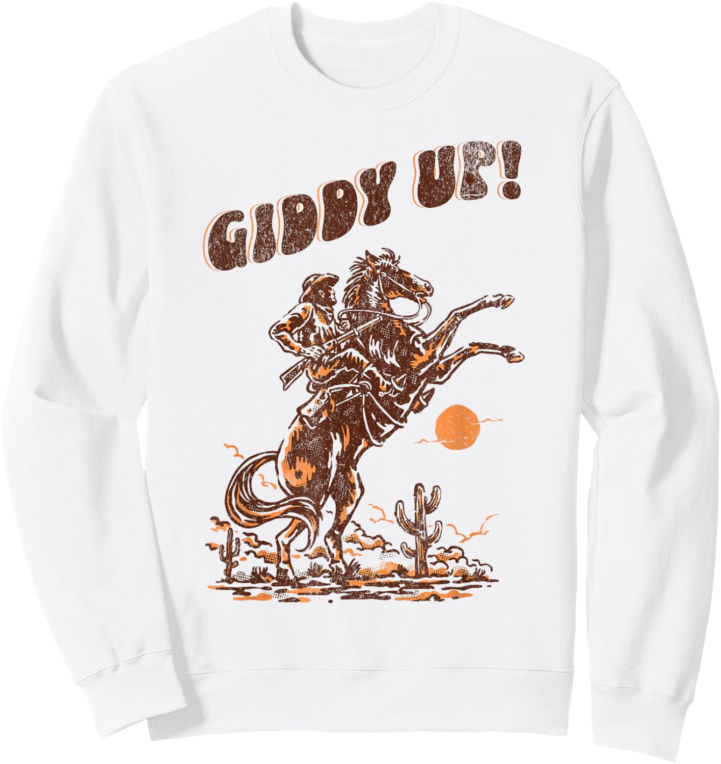 Giddy Up Horse Western Boho Hippie Design Sweatshirt - Sweatshirt | White