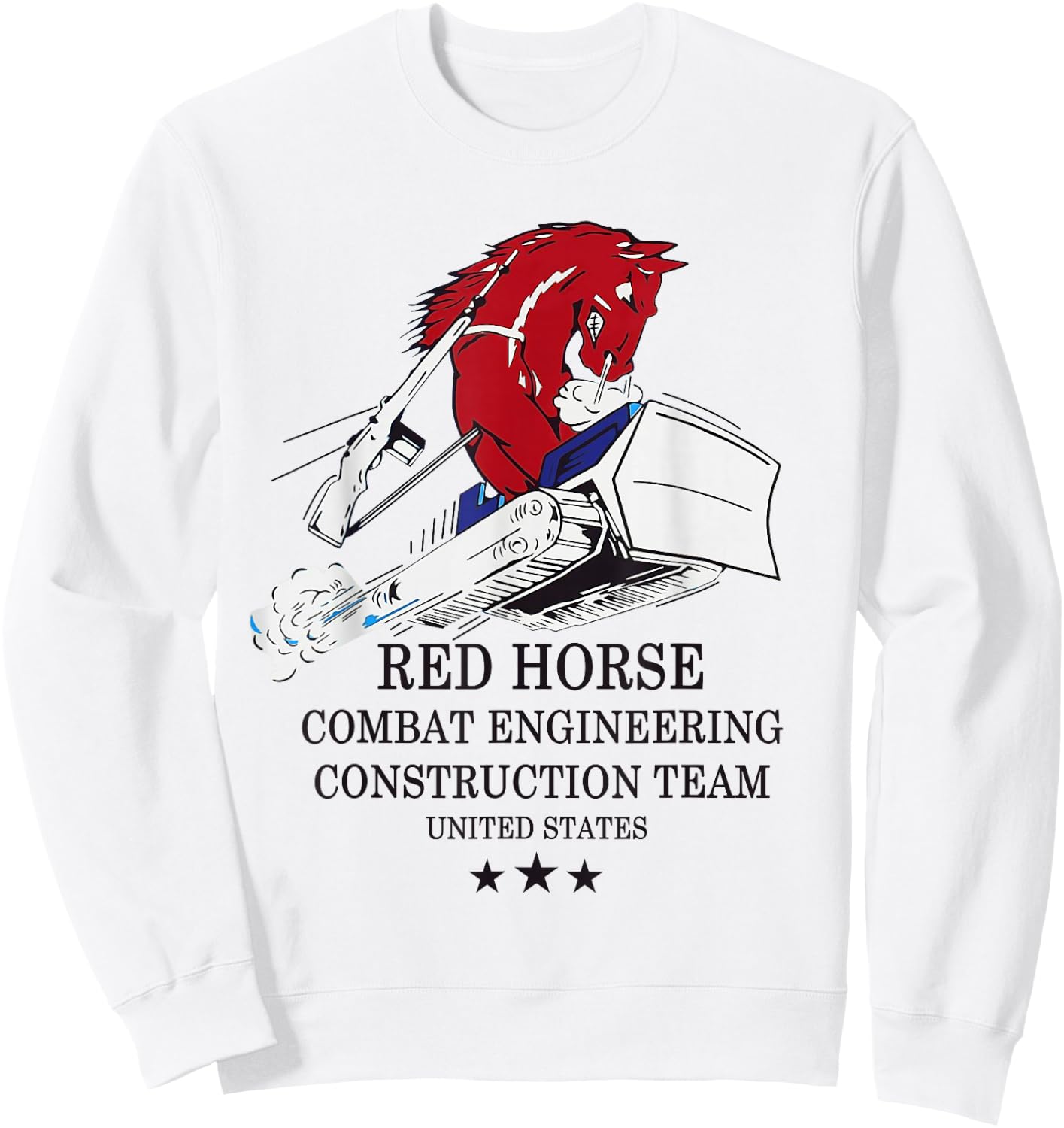 RED Horse Combat Engineer US Military Sweatshirt - Sweatshirt | White