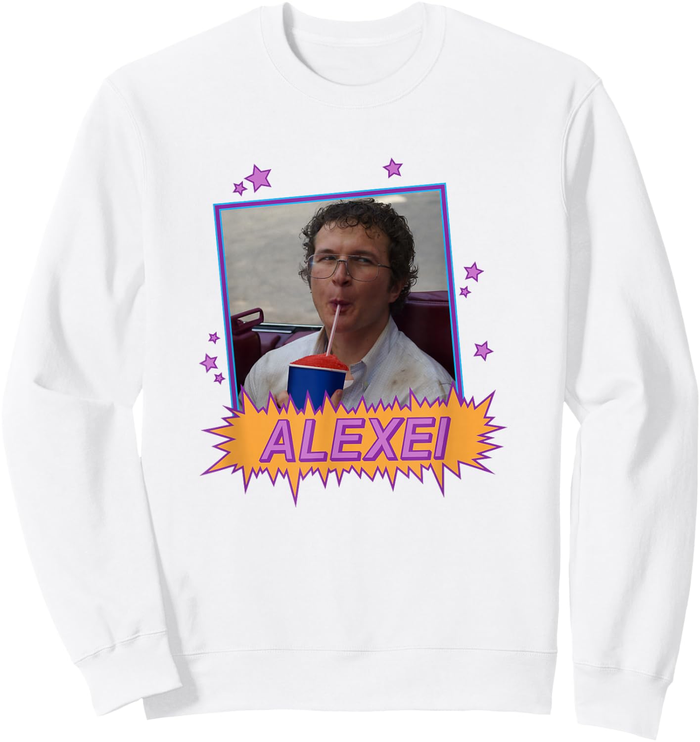 Stranger Things Alexei Slurping On A Slushie Funny Shot Sweatshirt - Sweatshirt | White