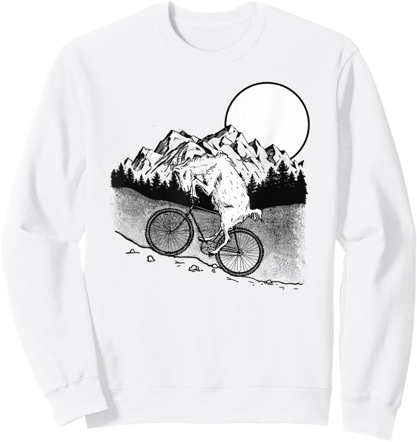 Mountain Goat Funny Mountain Biking Goat Biker Vintage 80s Sweatshirt - Sweatshirt | White