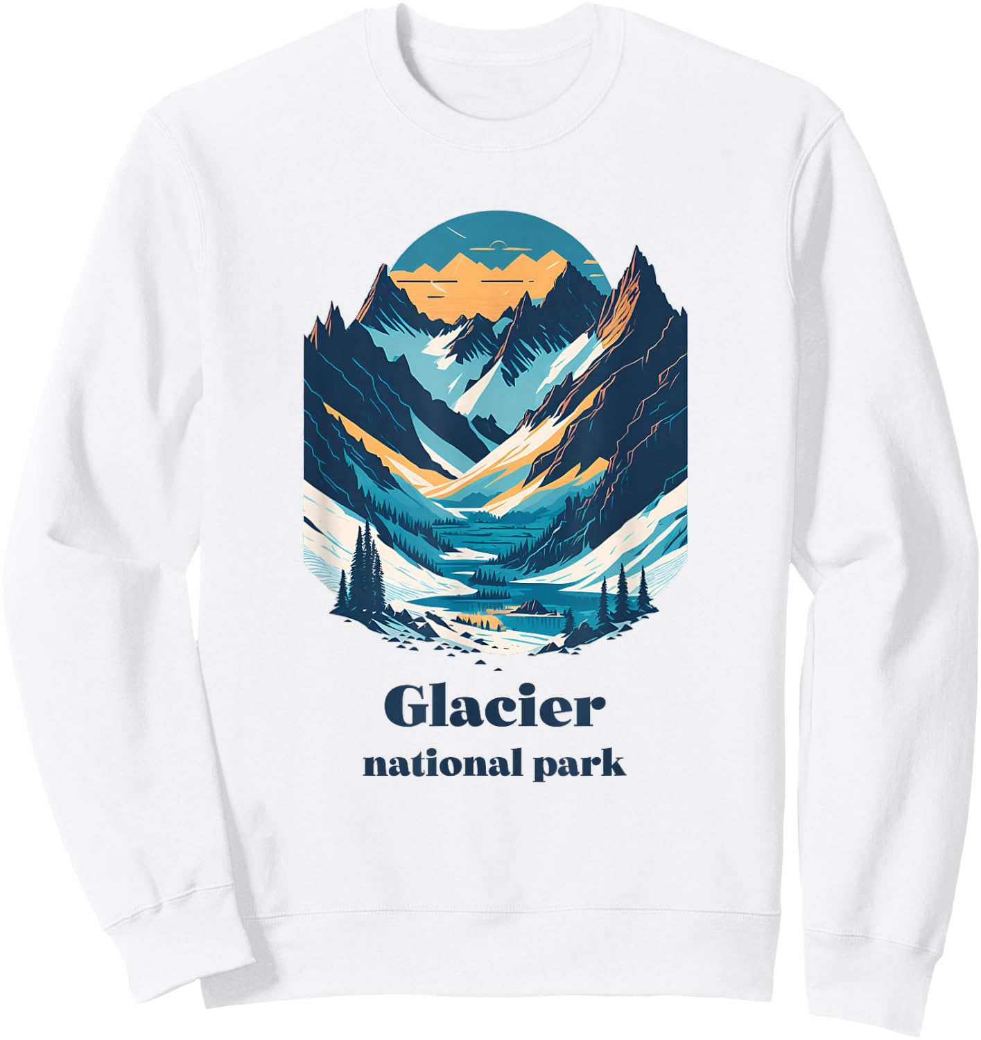 Glacier National Park Montana Cool Retro Style Sweatshirt - Sweatshirt | White