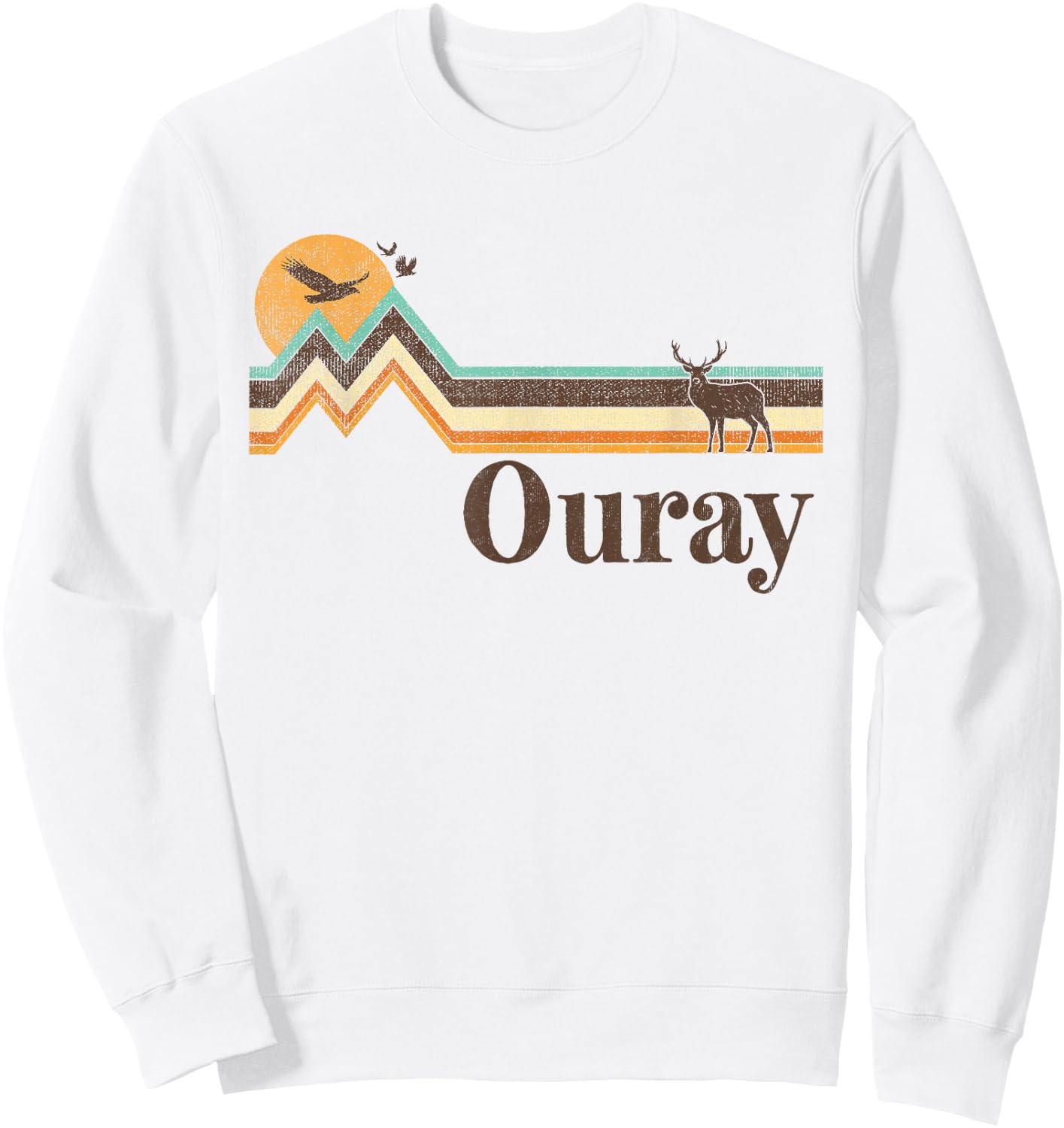 Ouray Colorado 70s 80s Retro Vintage Men Women Distressed Sweatshirt - Sweatshirt | White