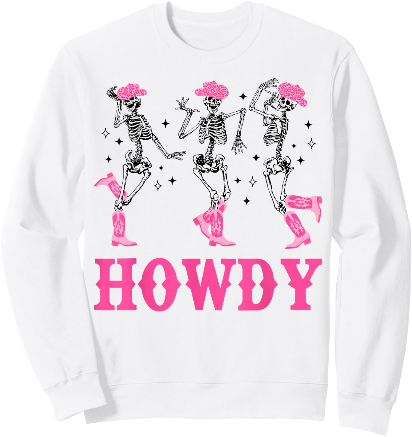 Howdy Skeleton Dancing Western Cowgirl Halloween Party Sweatshirt - Sweatshirt | White