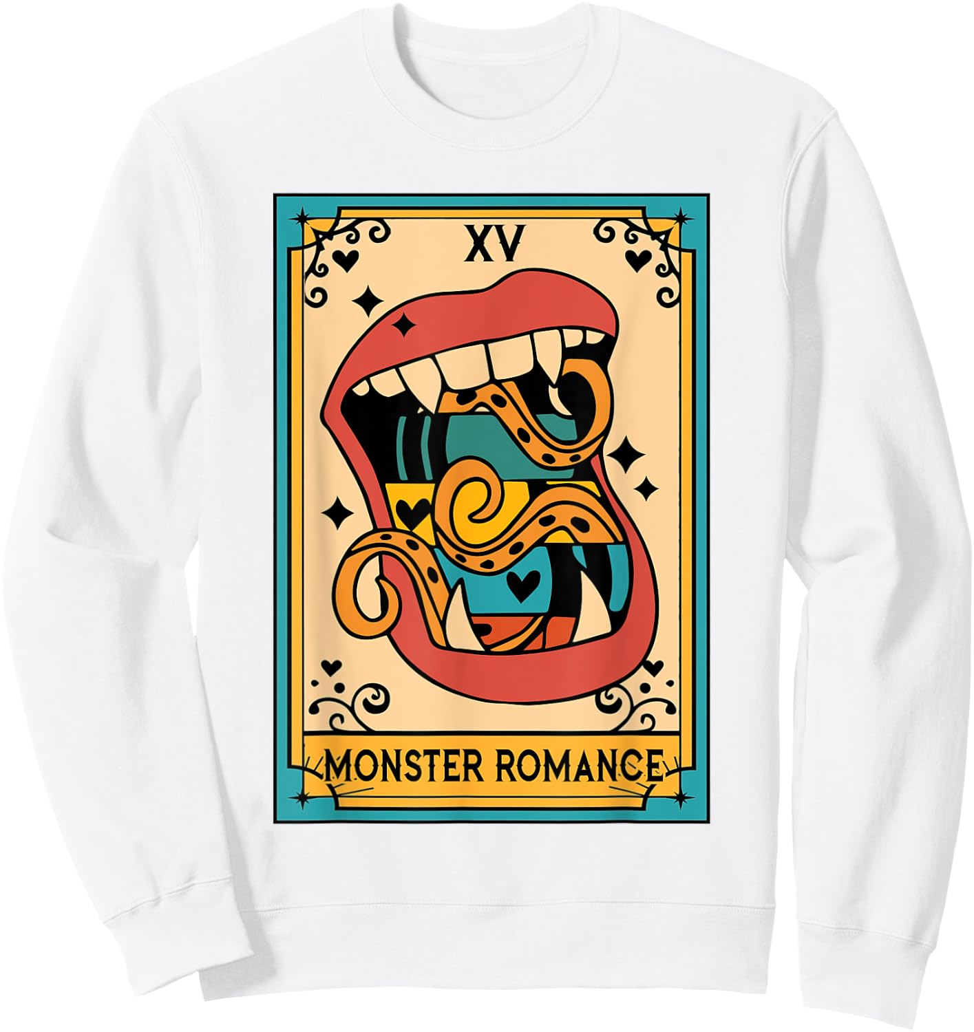 Smut Reader Spicy Book Lover The Monster Romance Tarot Card Sweatshirt - Sweatshirt | White