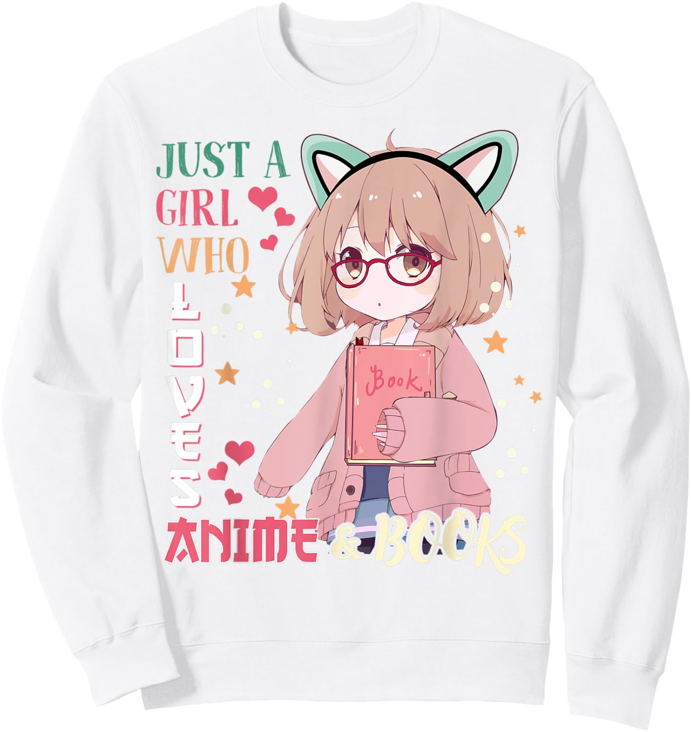 Anime-Shirt Just A Girl Who Love Anime & Books Kids Teenage Sweatshirt - Sweatshirt | White