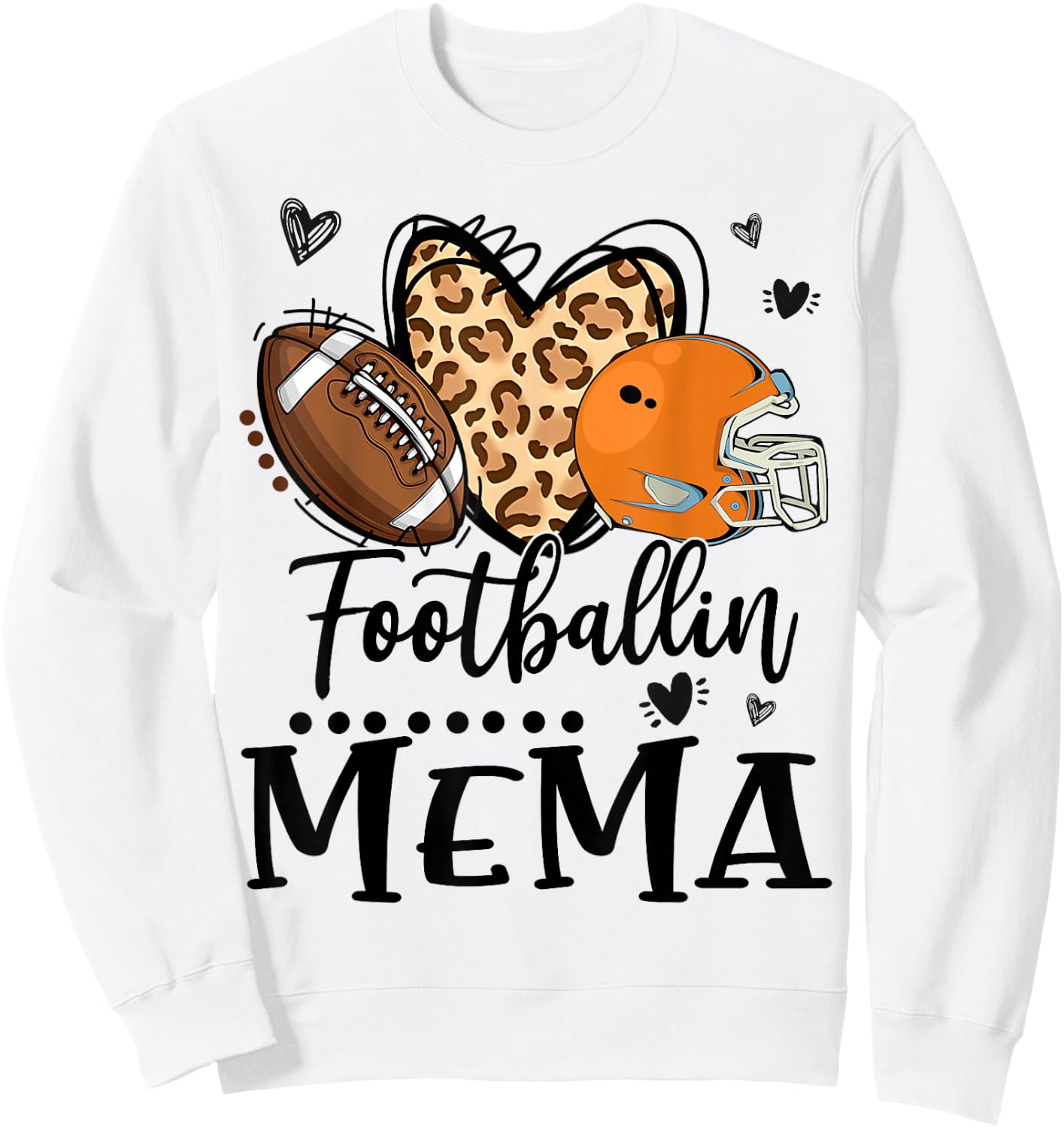 Football Mema Football Player Leopard Pattern Football Sweatshirt - Sweatshirt | White