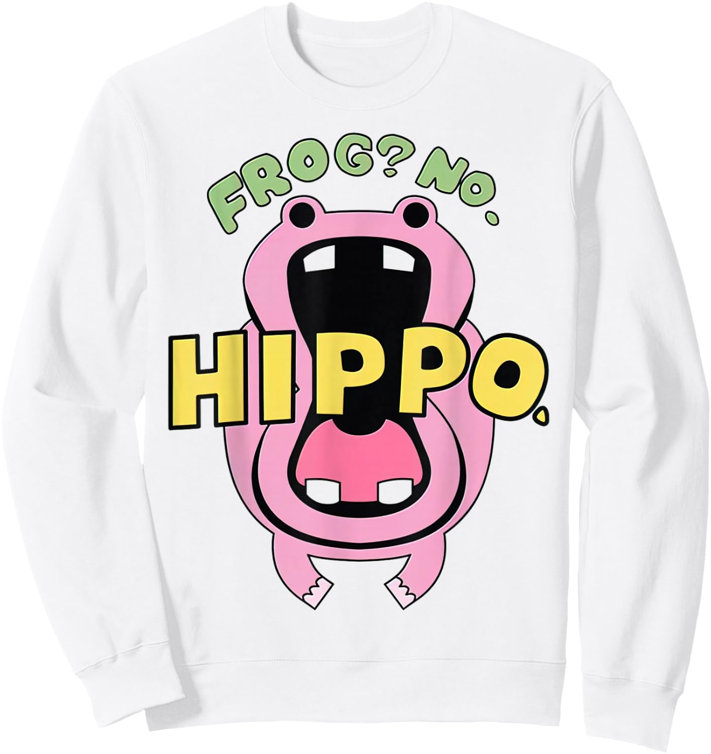 IT FROUG Tiger Frog No Hippo -Adults Classic Fit X-Small White Cotton Polyester Short Sleeve Sweatshirt - Sweatshirt | White