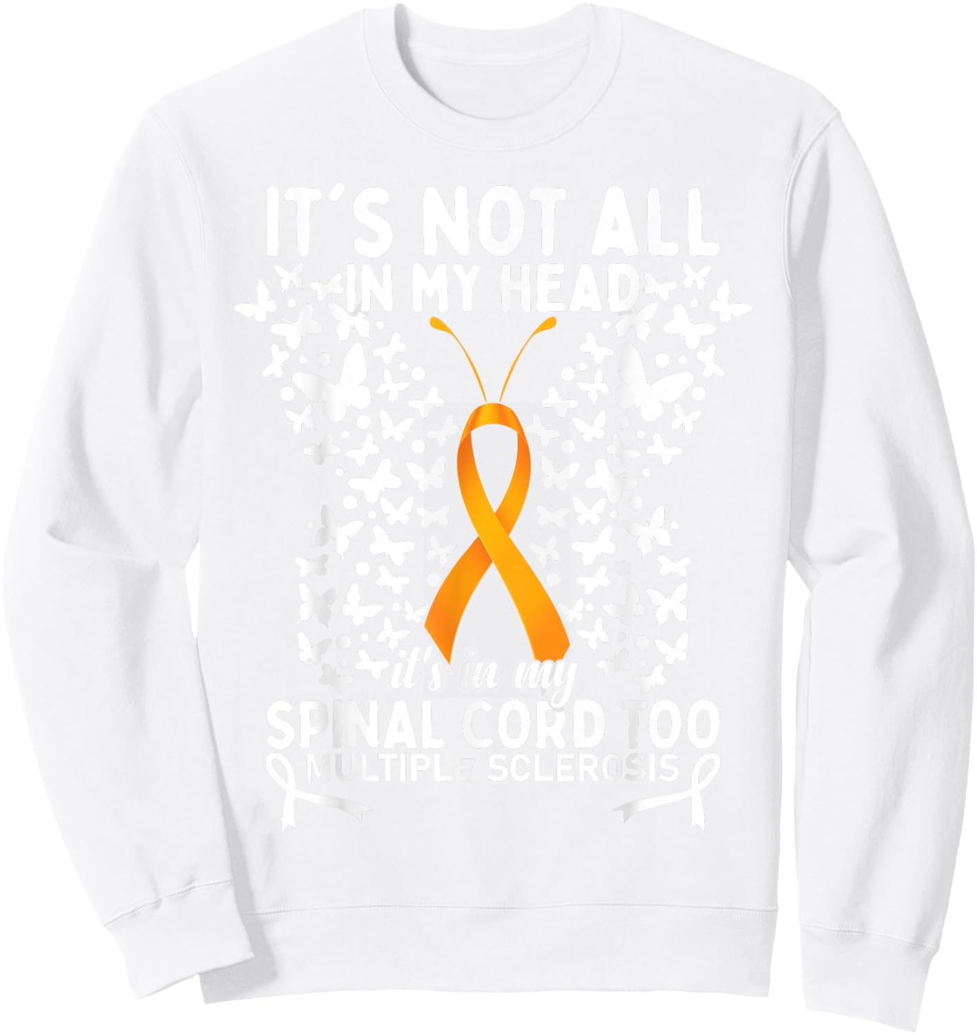 Multiple Sclerosis MS Warrior Butterfly Sweatshirt - Sweatshirt | White