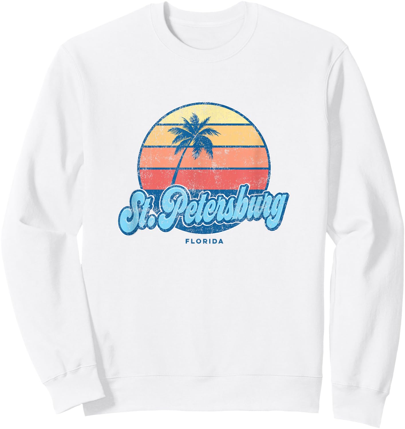 Vintage St. Petersburg Florida FL Classic 70s Retro Surfer Sweatshirt - Sweatshirt | White