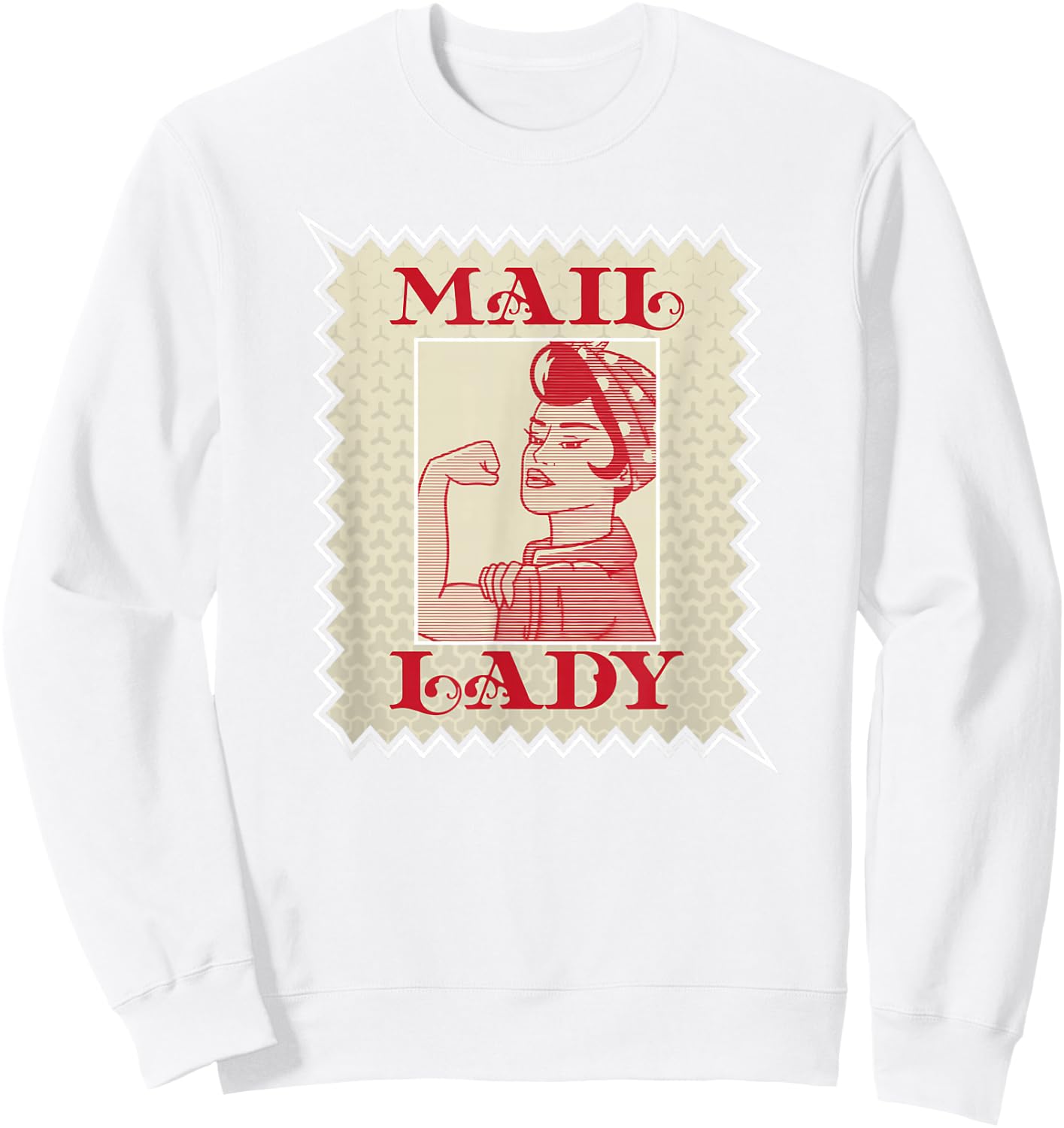 Female Postal Worker Mail Lady Stamp Sweatshirt - Sweatshirt | White