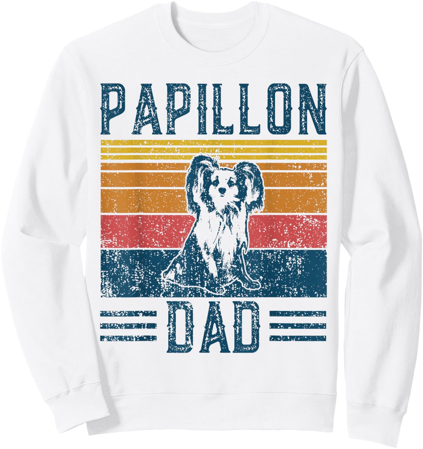 Dog Papillon Dad - Vintage Papillon Dad Sweatshirt - Sweatshirt | White