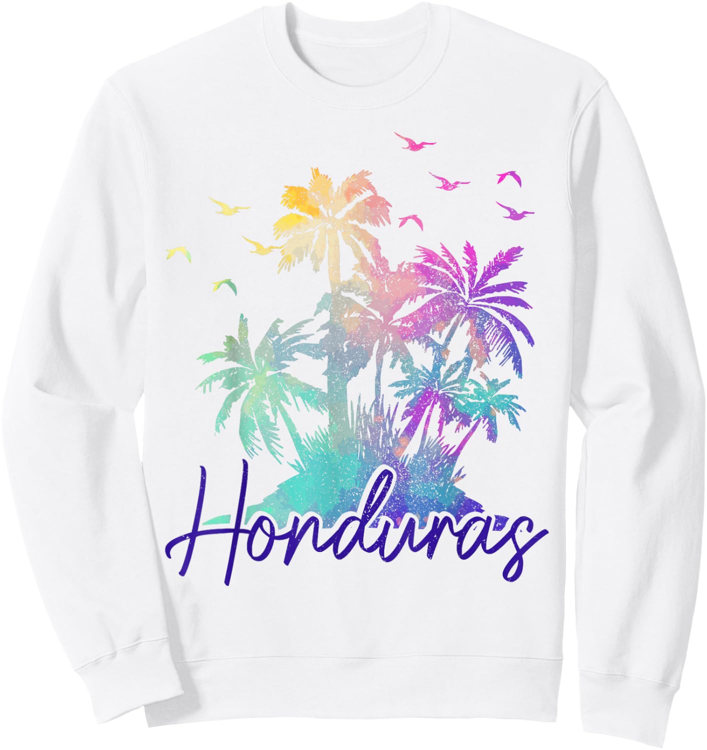Honduras Beach Vintage Palm Trees Holiday Sweatshirt - Sweatshirt | White