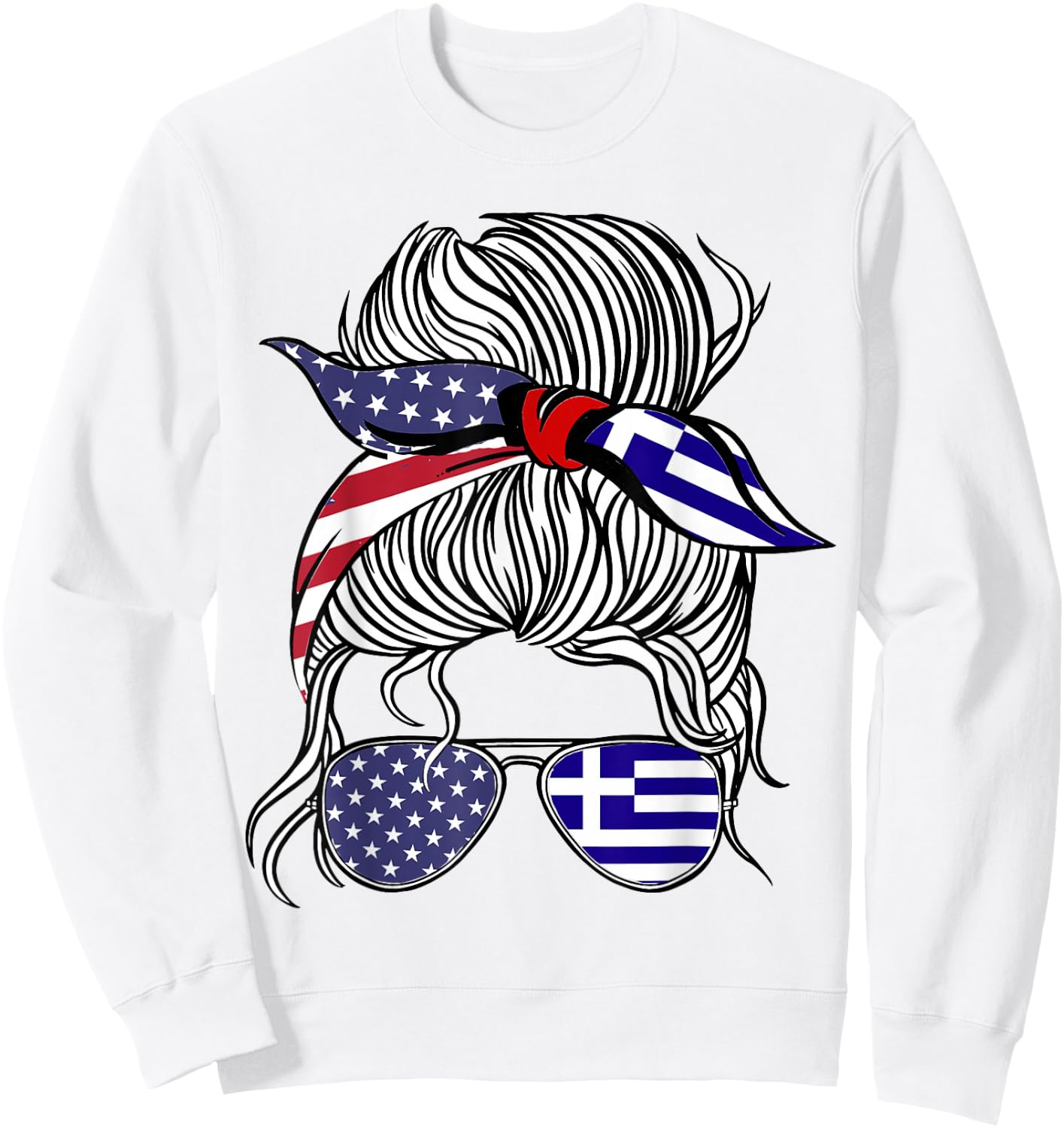 American Greek Patriot Flag Women Girl Greece Grown Sweatshirt - Sweatshirt | White