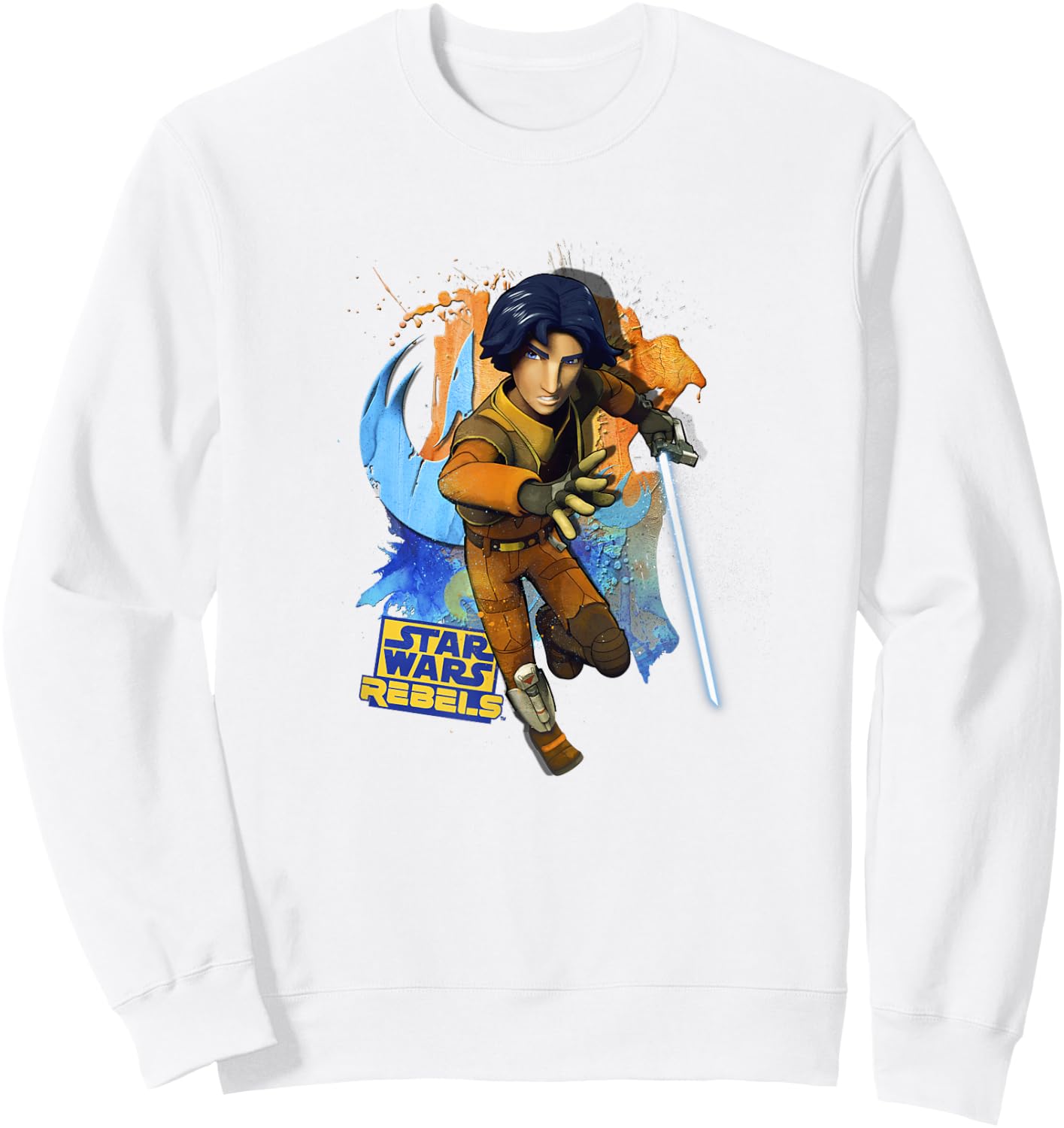 Star Wars Rebels Ezra Bridger Paint Splat Portrait Sweatshirt - Sweatshirt | White