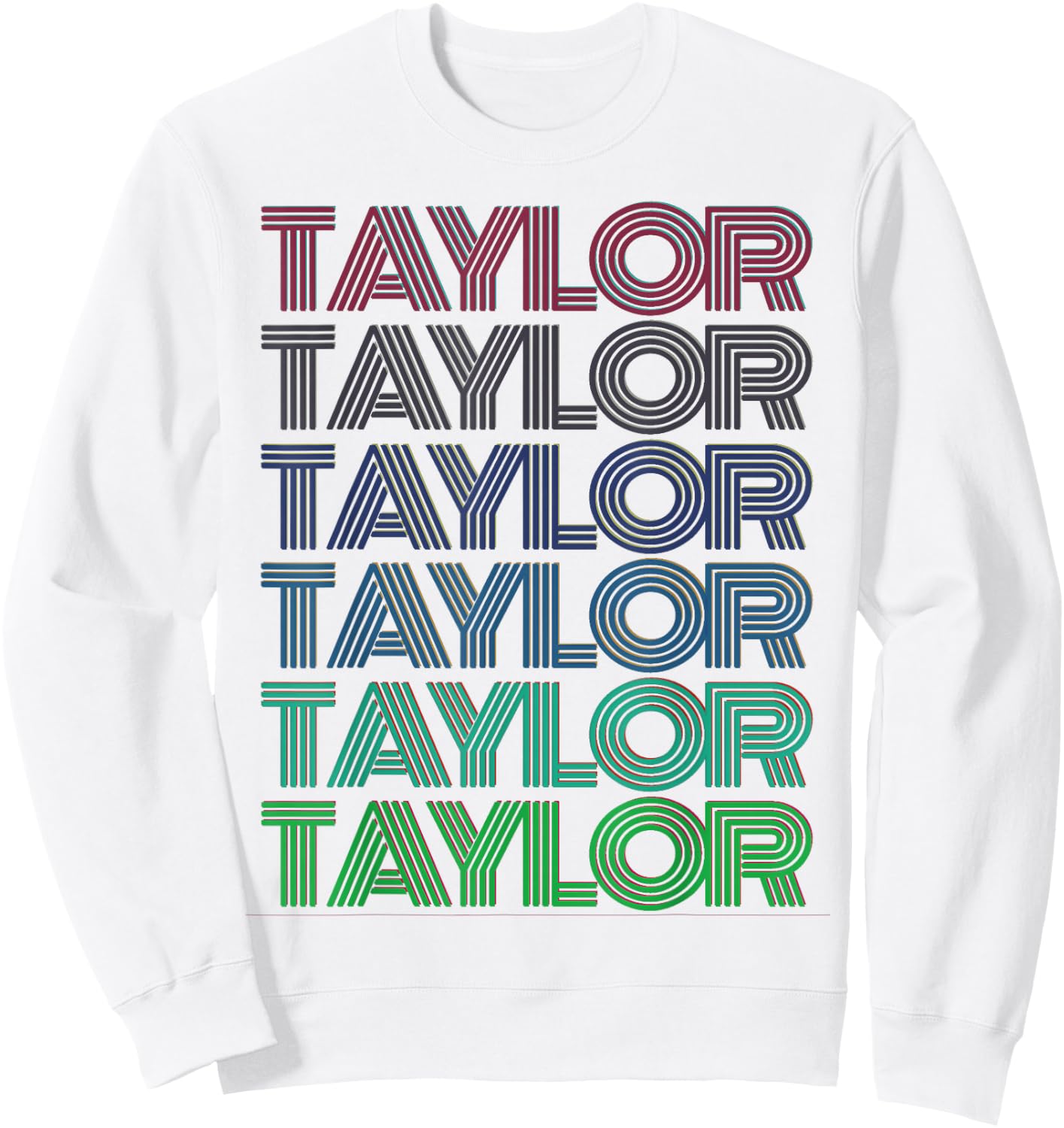 Girl Retro Taylor First Name Personalized Groovy 80's Pink Sweatshirt - Sweatshirt | White